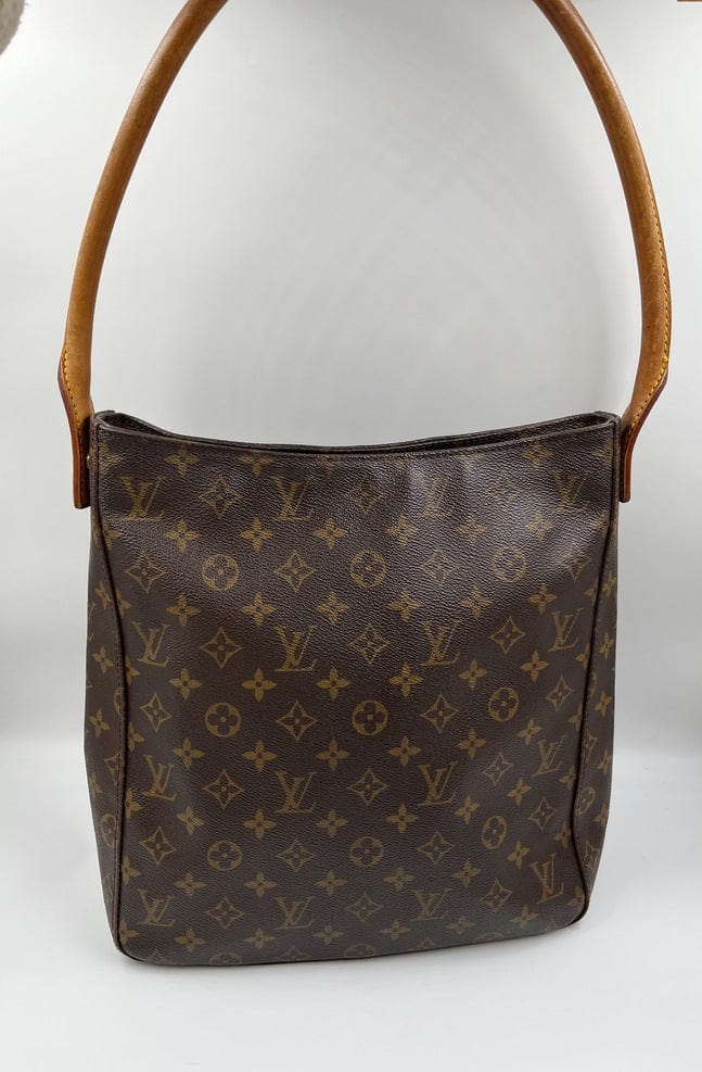 Monogram - Louis - Sac à main Louis Vuitton Looping grand modèle en toile  monogram marron et cuir naturel - Cabas - Vuitton - Tote - Bag - M51151 –  Valise Louis