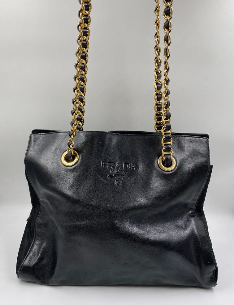 Prada Leather Tote with Chain Handle The Hosta