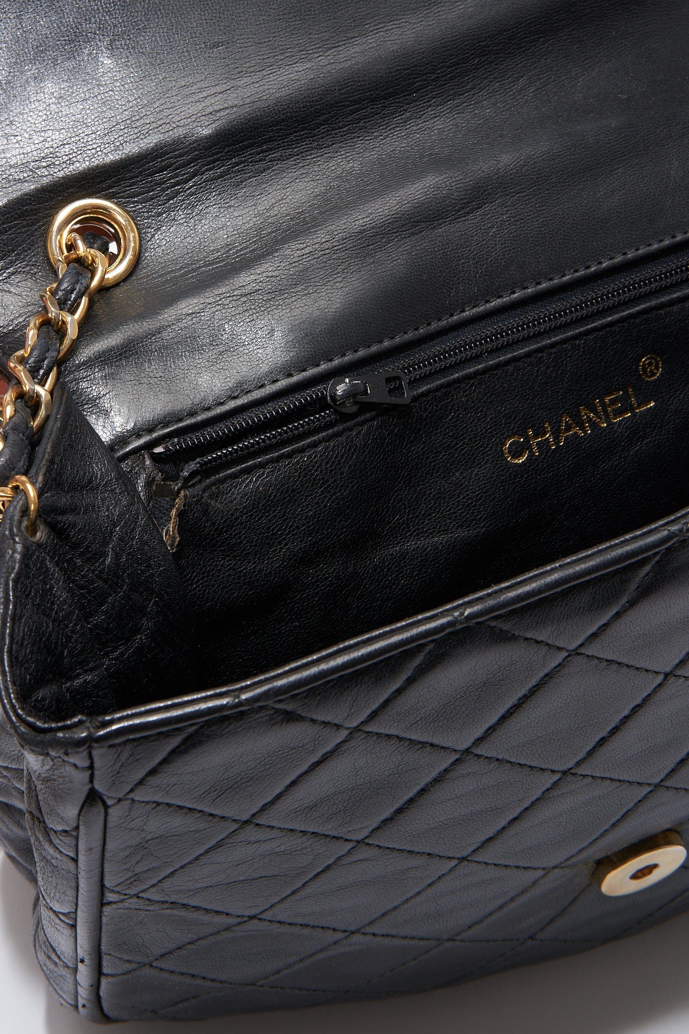 Chanel Classic Chevron M/L Medium Double Flap So Black Lambskin