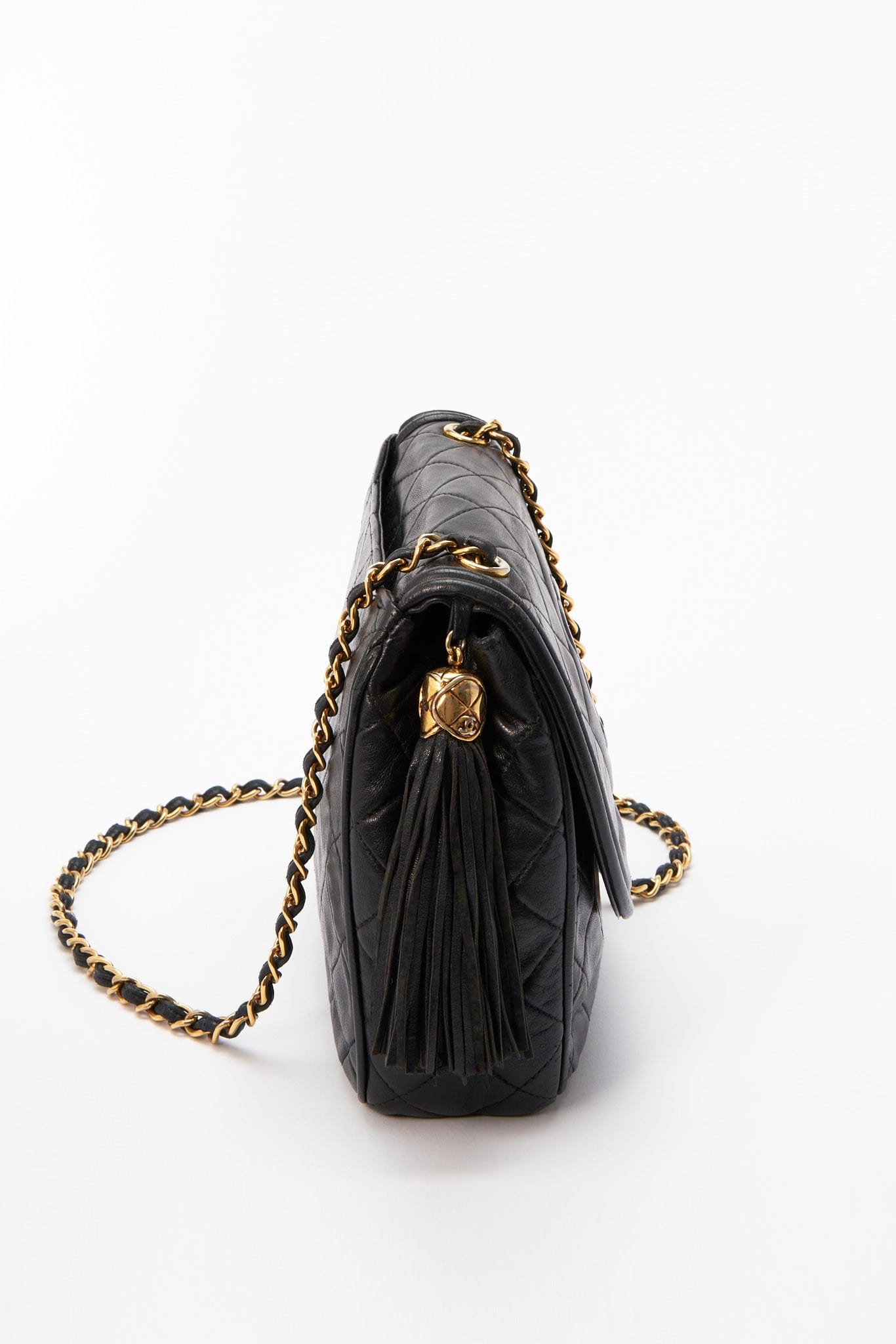 Vintage Chanel Classic Medium Double Flap Bag Black Chevron