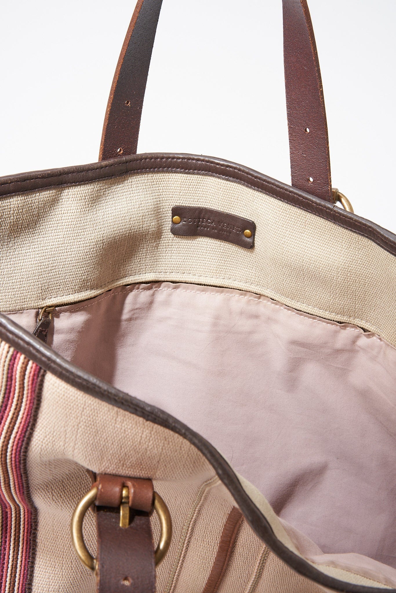 Bottega Veneta Vintage - Canvas Tote Bag - Brown - Leather Handbag