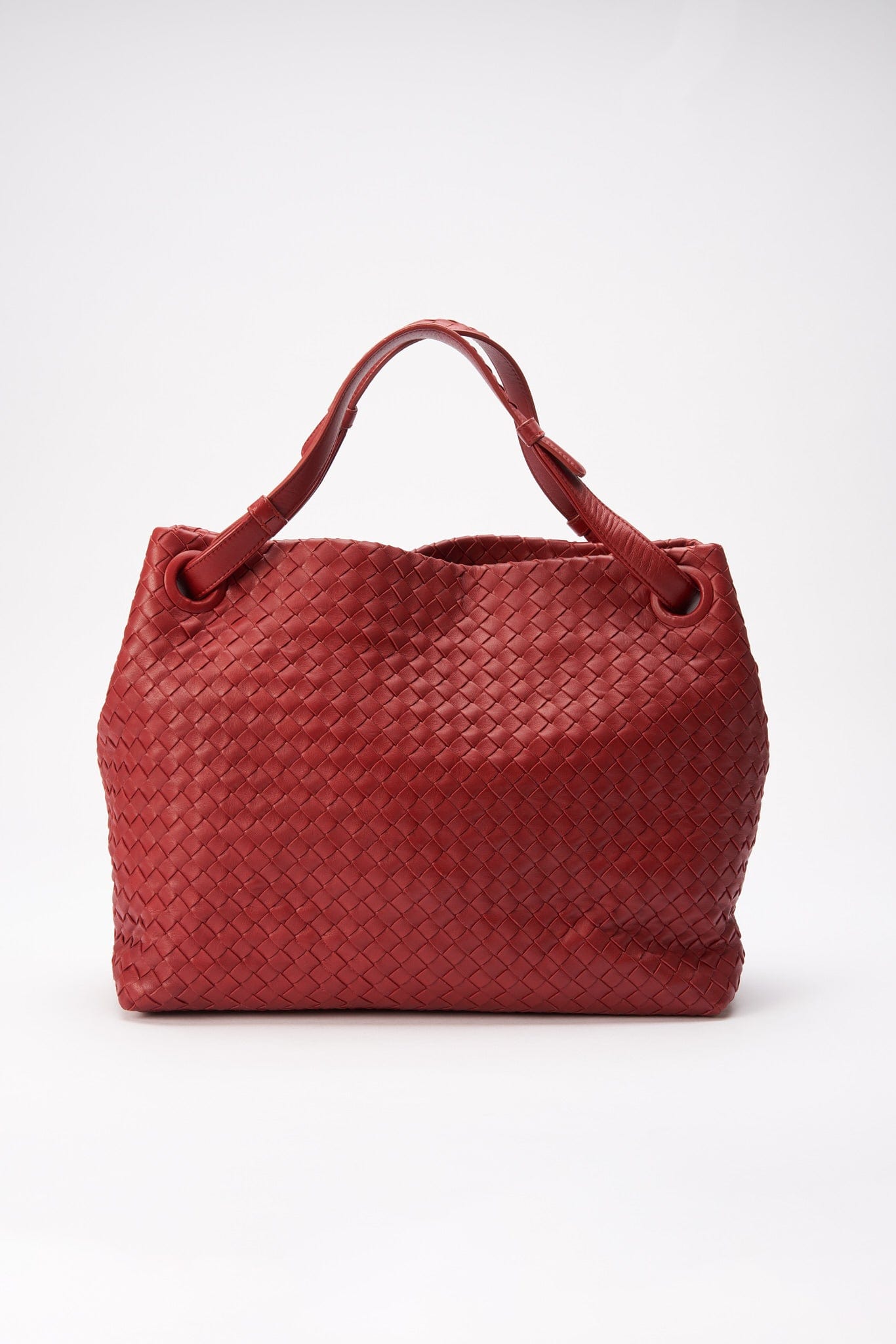 Vintage Bottega Veneta Red Intrecciato Leather Shoulder Bag