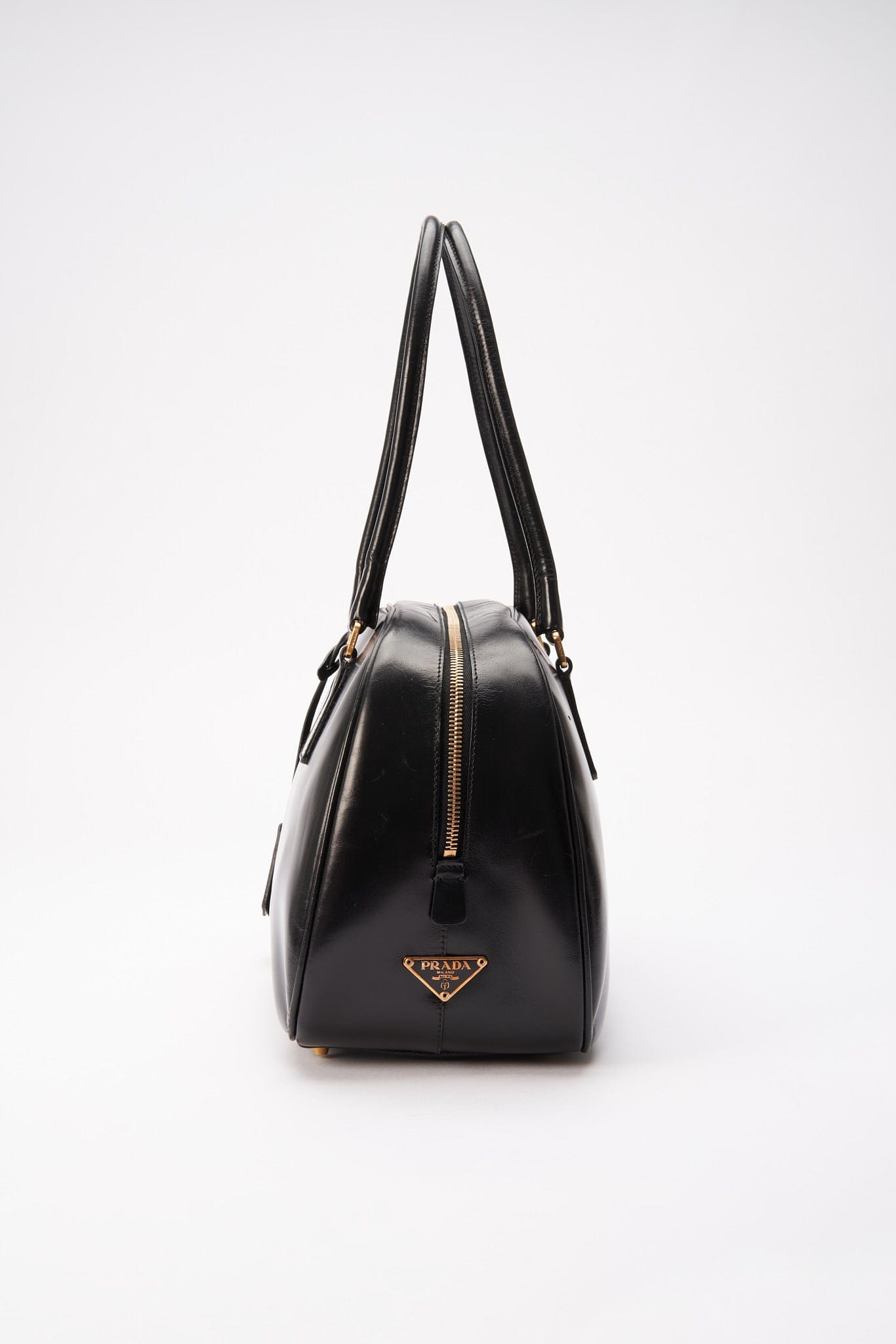 A vintage 90's Prada Black Leather Shoulder Bag