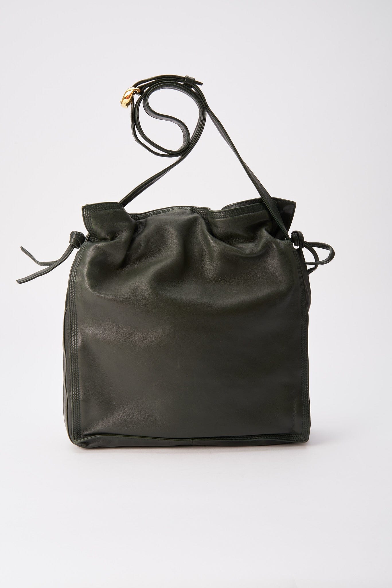 Vintage Loewe Green Leather Drawstring Tote Bag – The Hosta