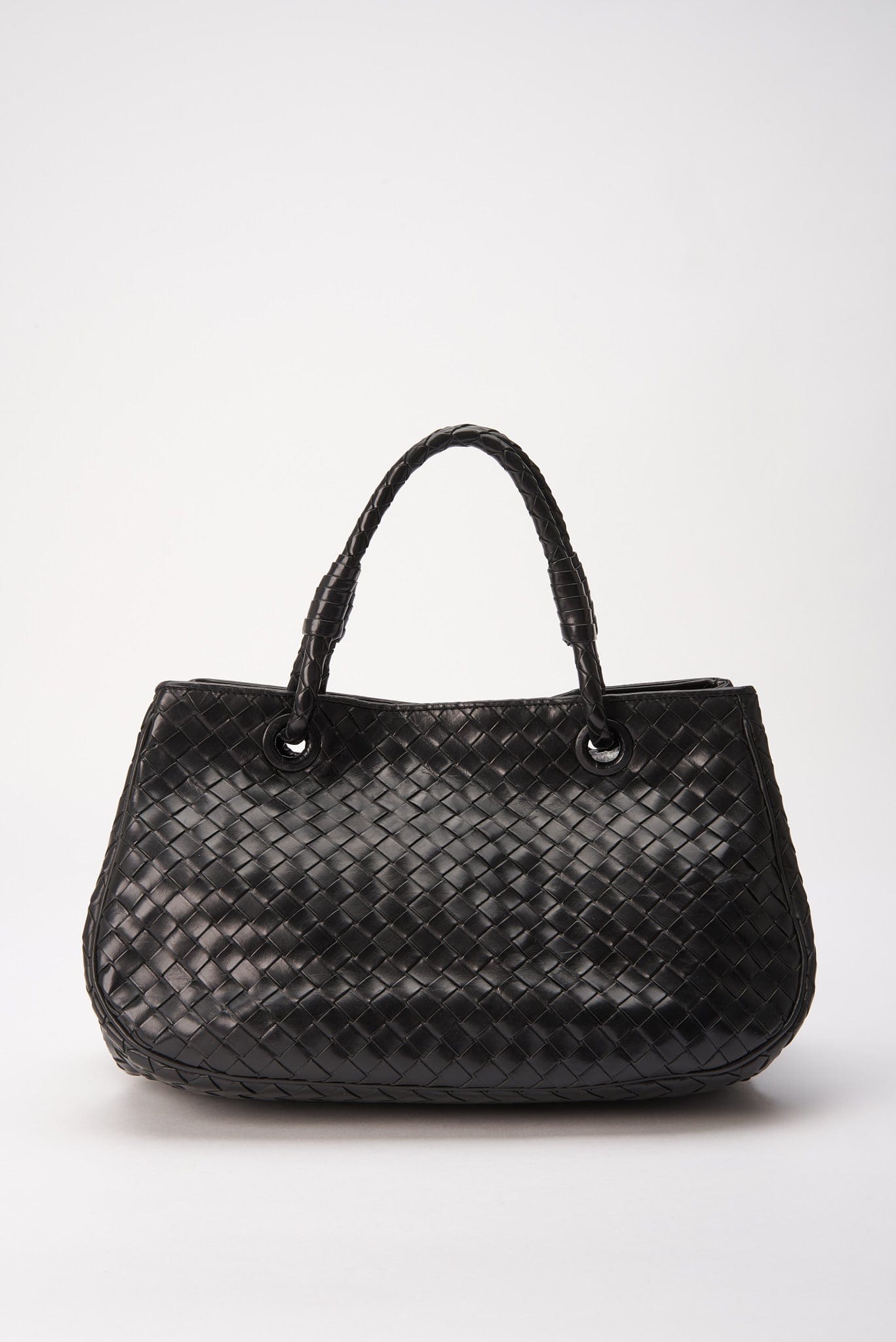 Vintage Bottega Veneta Black Intrecciato Leather Tote The Hosta