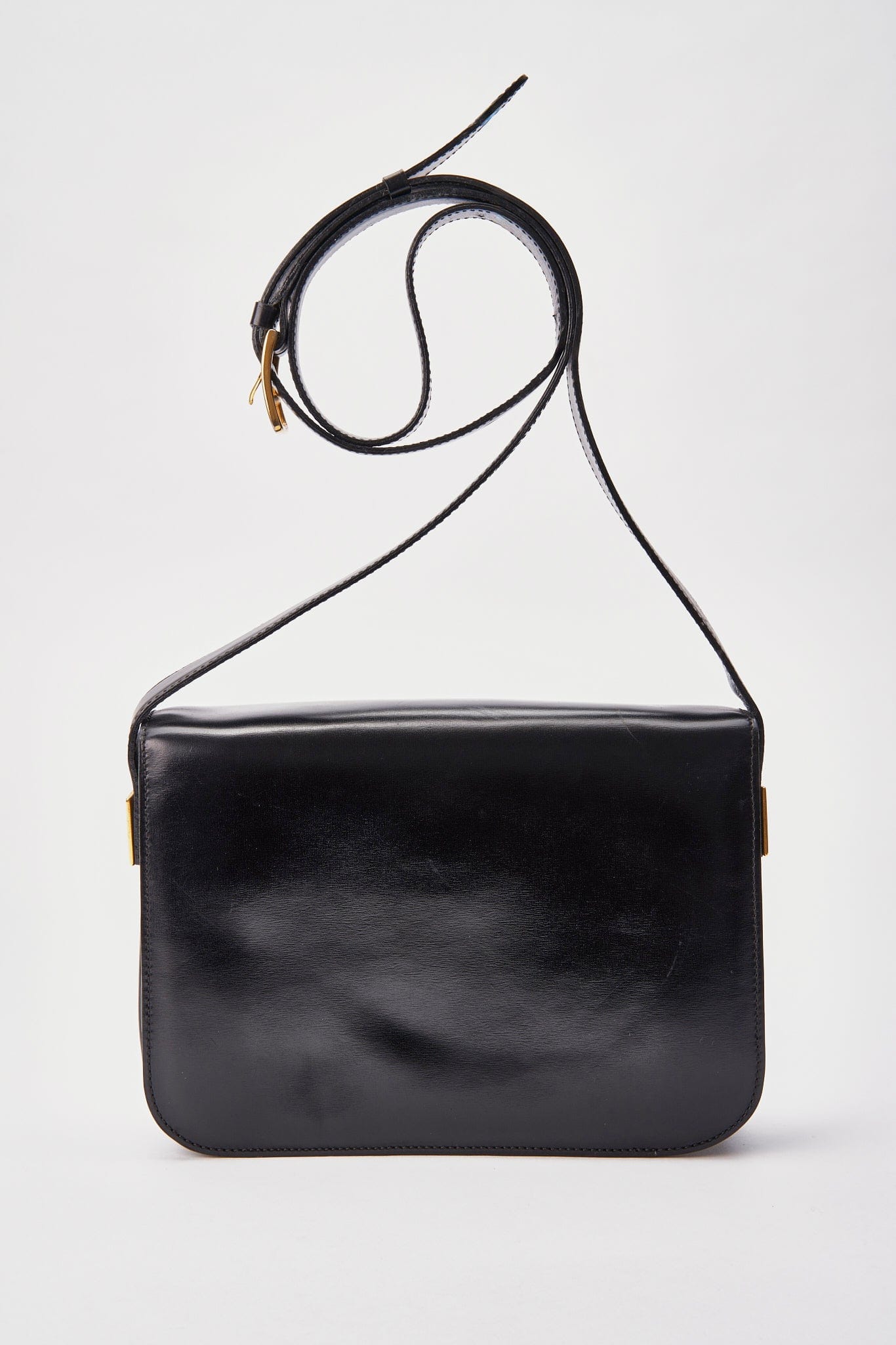 Vintage Celine Black Leather Box Bag