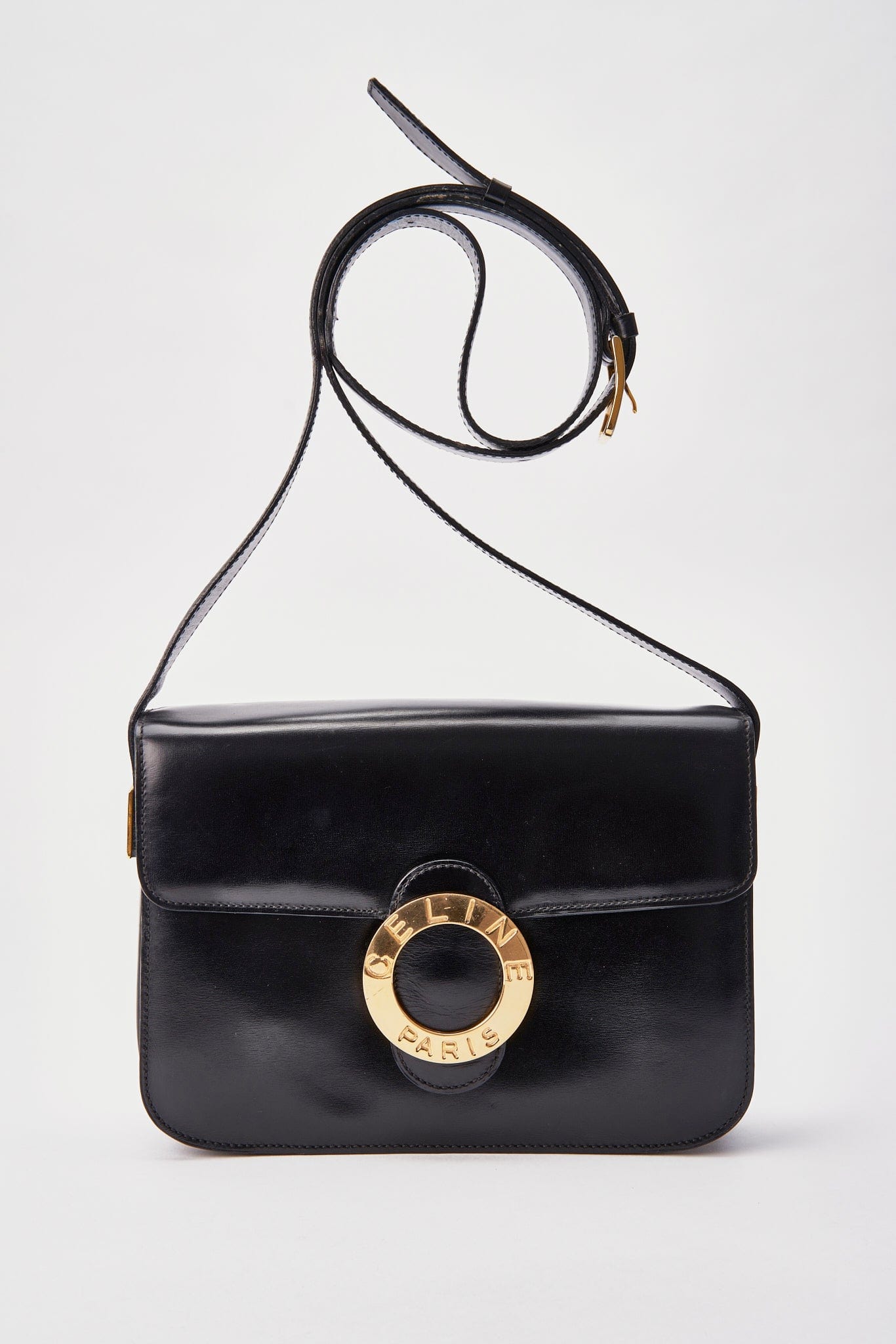 Vintage Celine Black Leather Box Bag