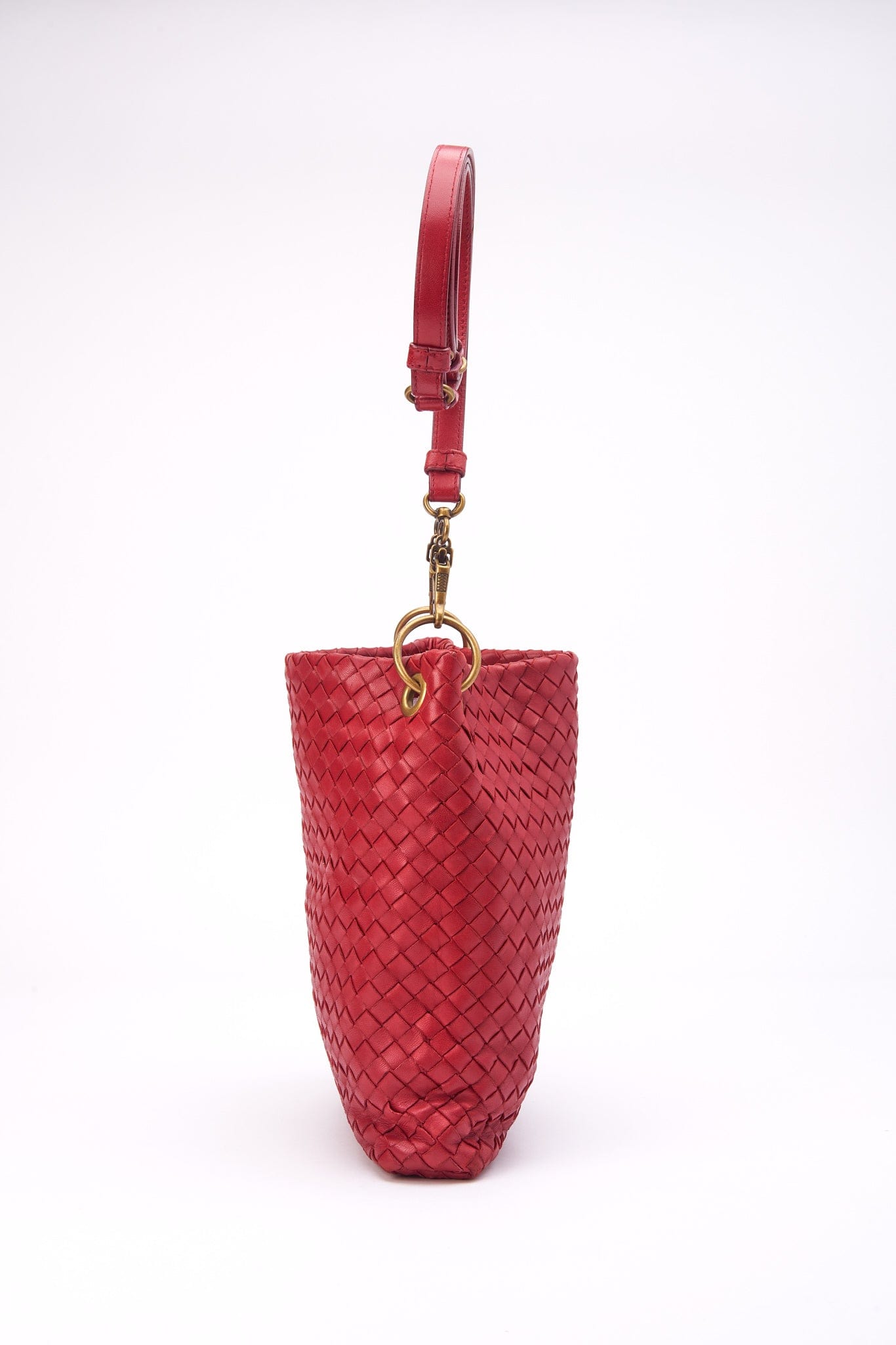 Vintage Bottega Veneta Red Intrecciato Leather Crossbody Bag