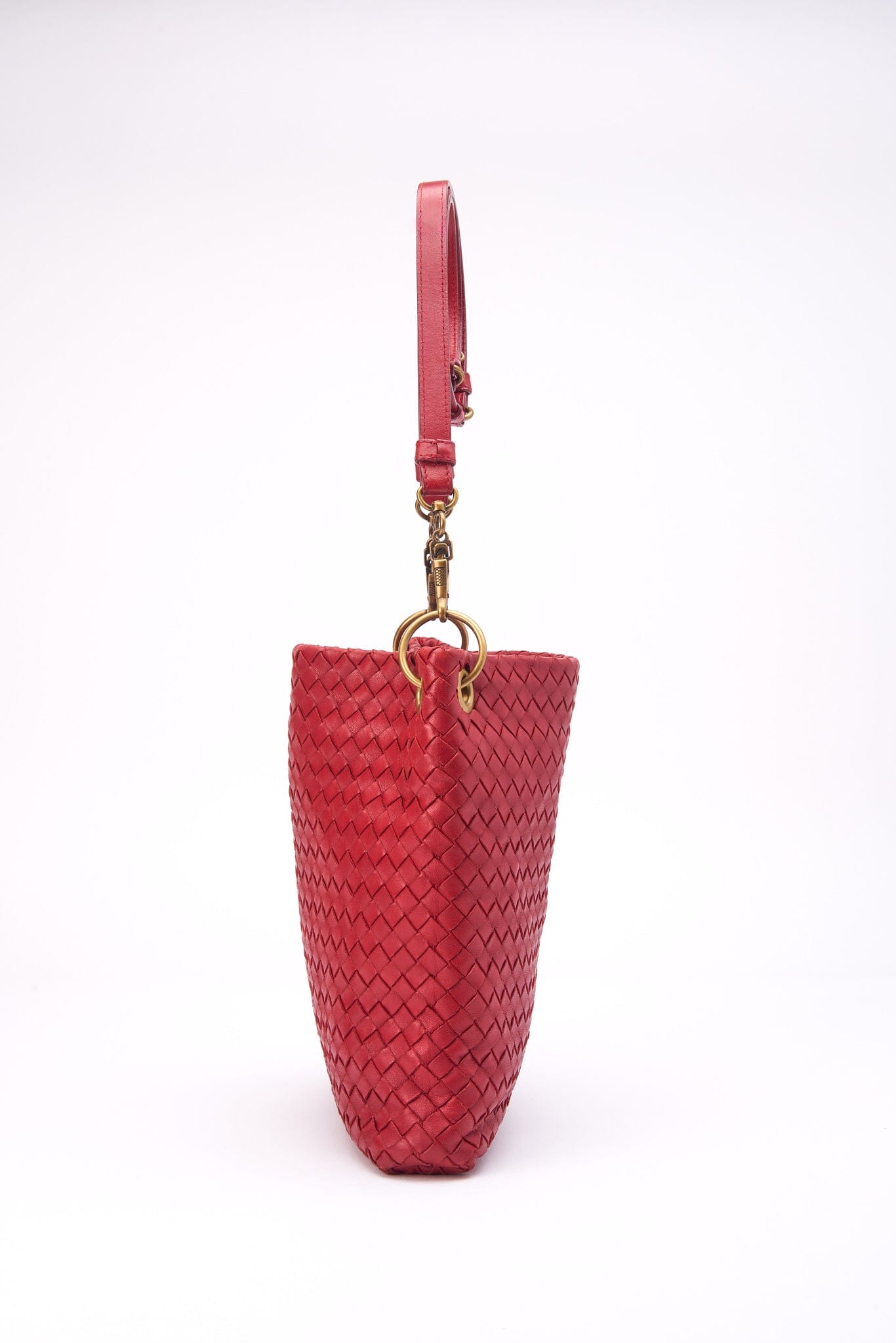 Vintage Bottega Veneta Red Intrecciato Leather Crossbody Bag