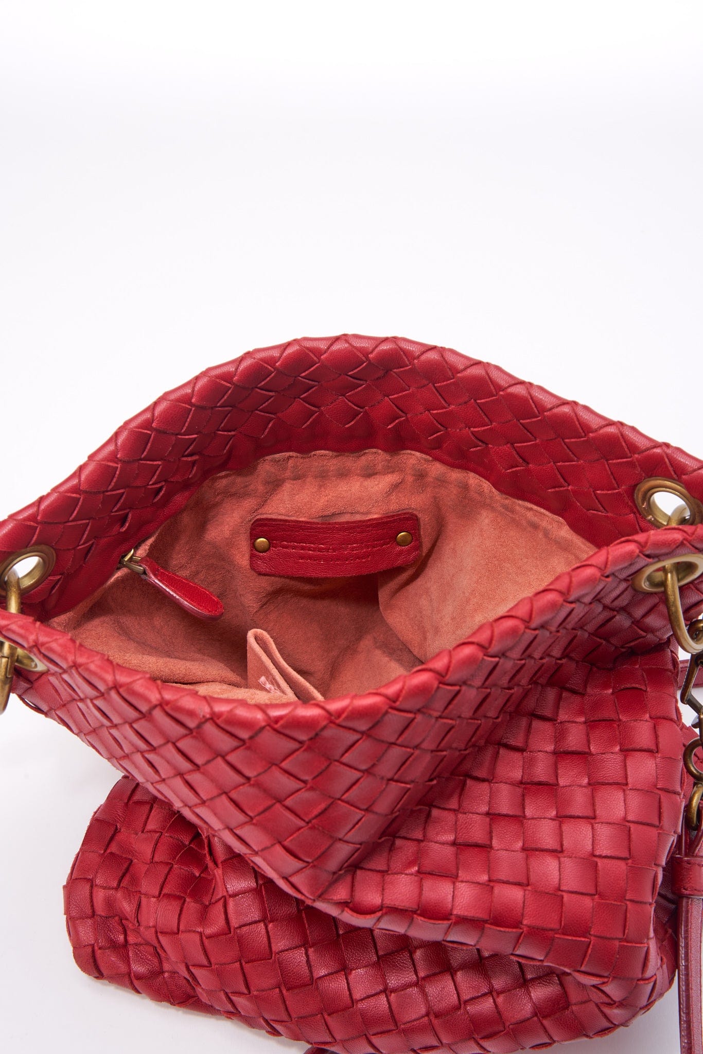 Vintage Bottega Veneta Red Intrecciato Leather Crossbody Bag