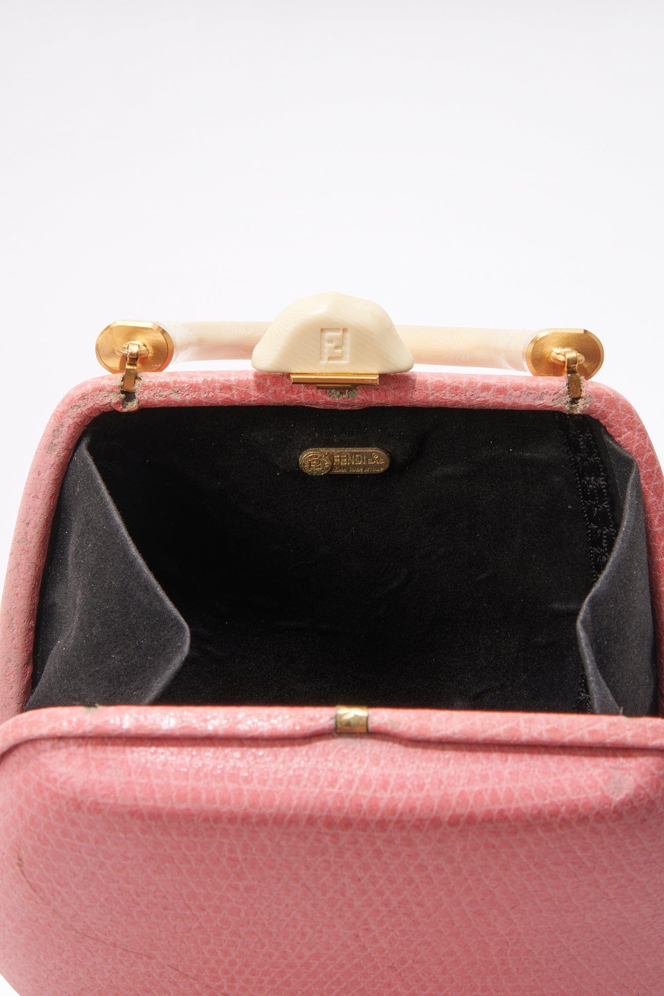 Vintage Fendi Pink Snakeskin Hard Cased Party Bag