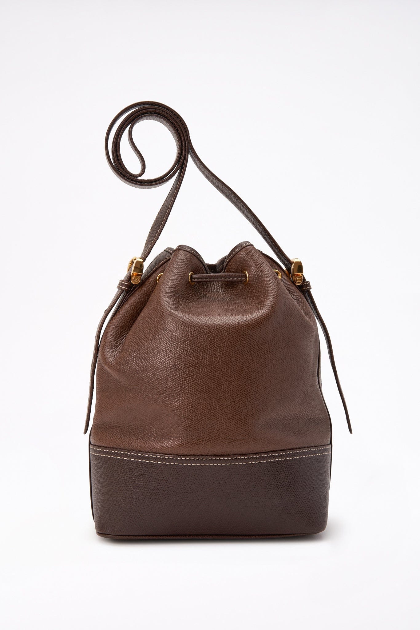 Vintage Loewe Brown Leather Bucket Bag