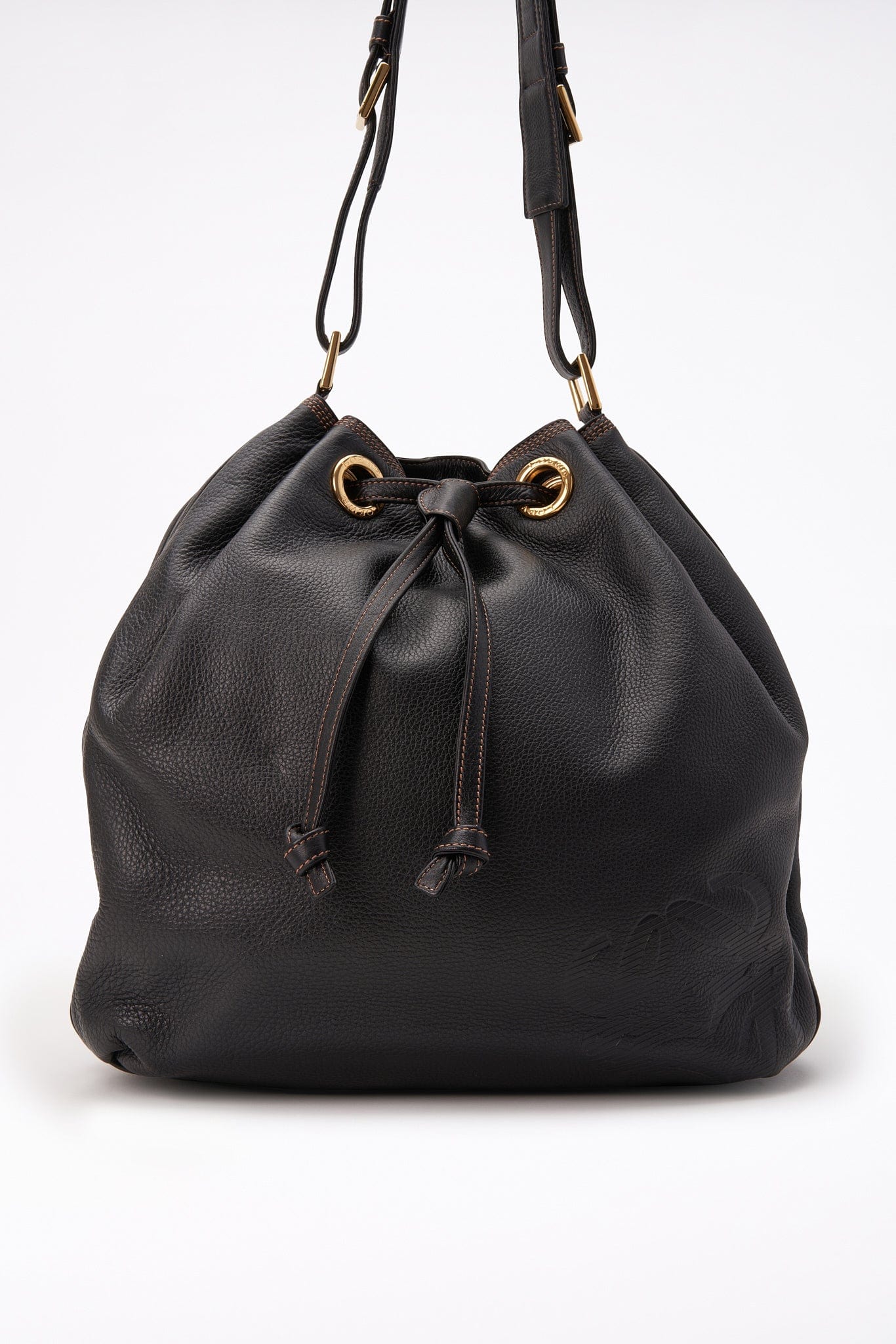 Vintage Loewe Slouchy Black Leather Bucket Bag