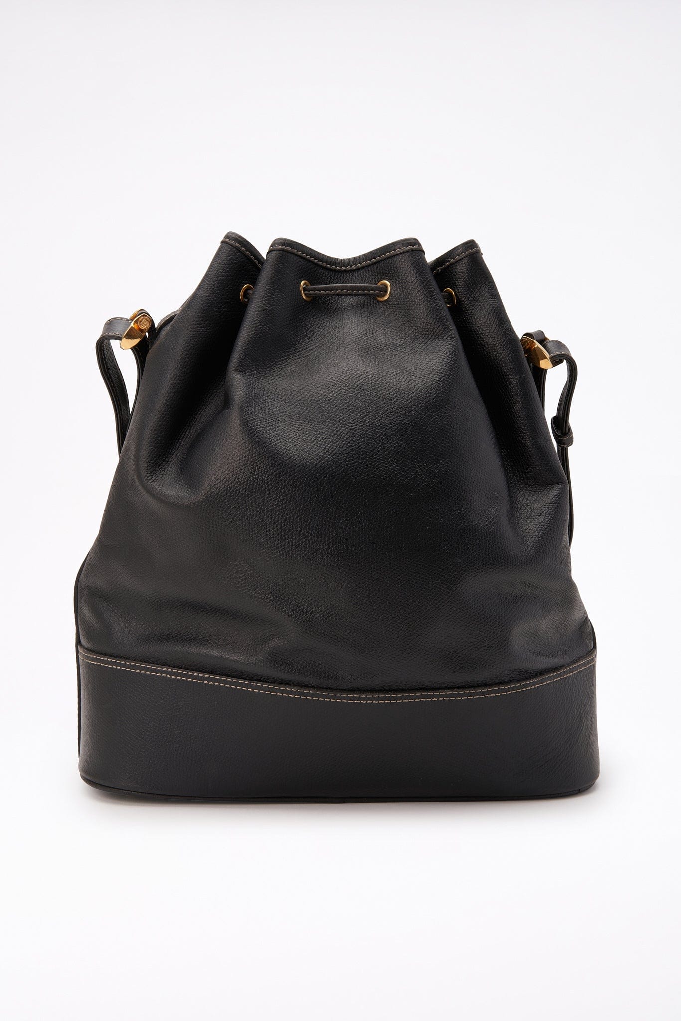 Vintage Loewe Black Leather Bucket Bag