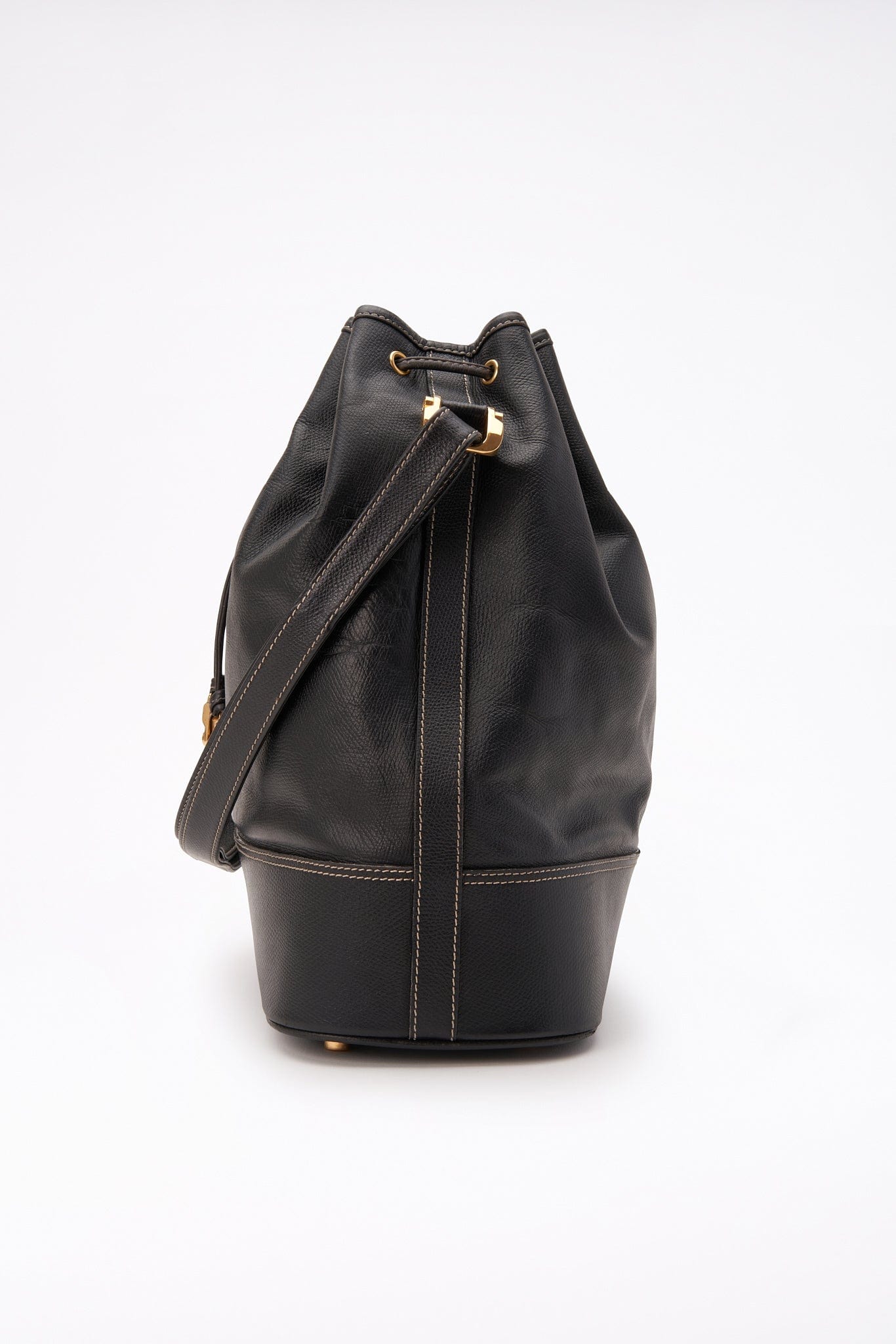 Vintage Loewe Black Leather Bucket Bag