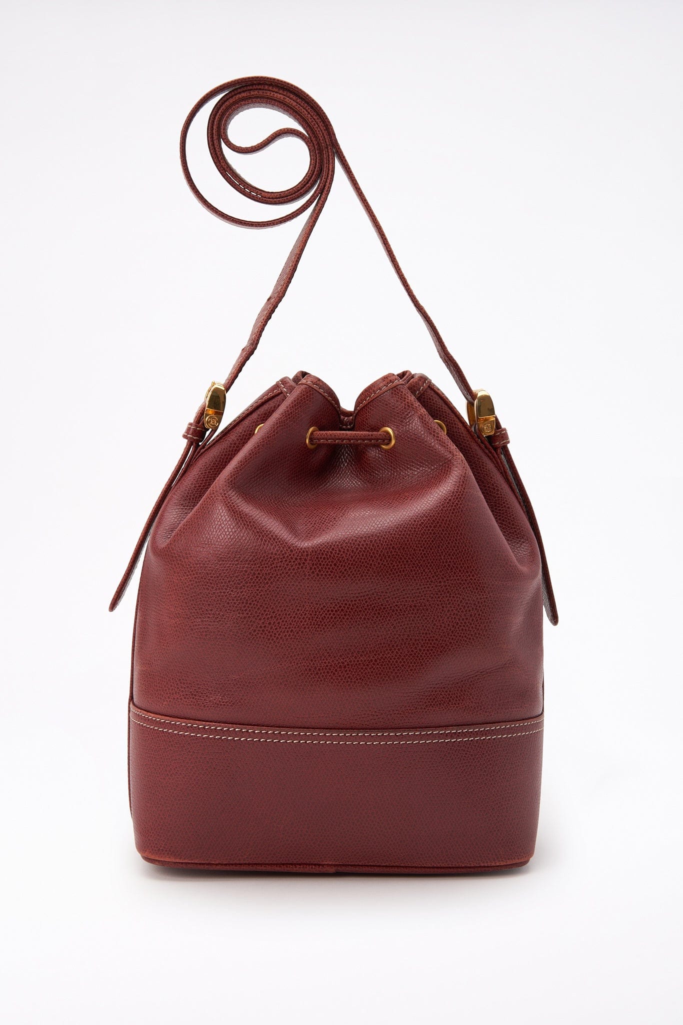 Vintage Loewe Burgundy Leather Bucket Bag