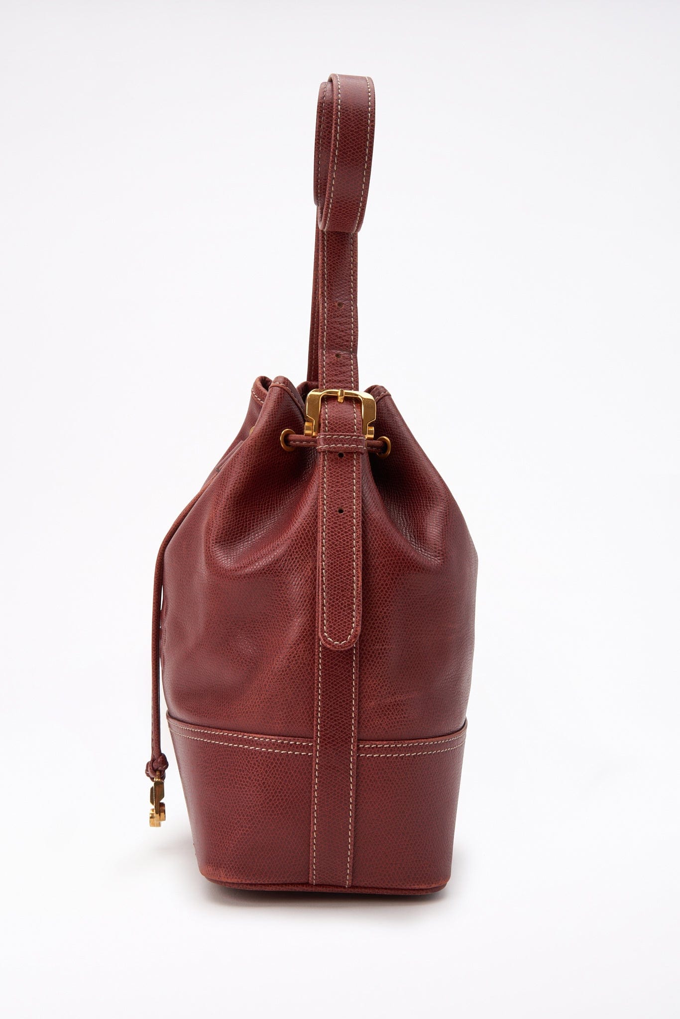 Vintage Loewe Burgundy Leather Bucket Bag