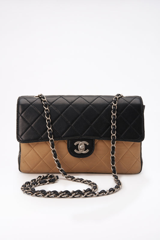 Chanel Vintage Timeless Black And Cream Single Flap Bag