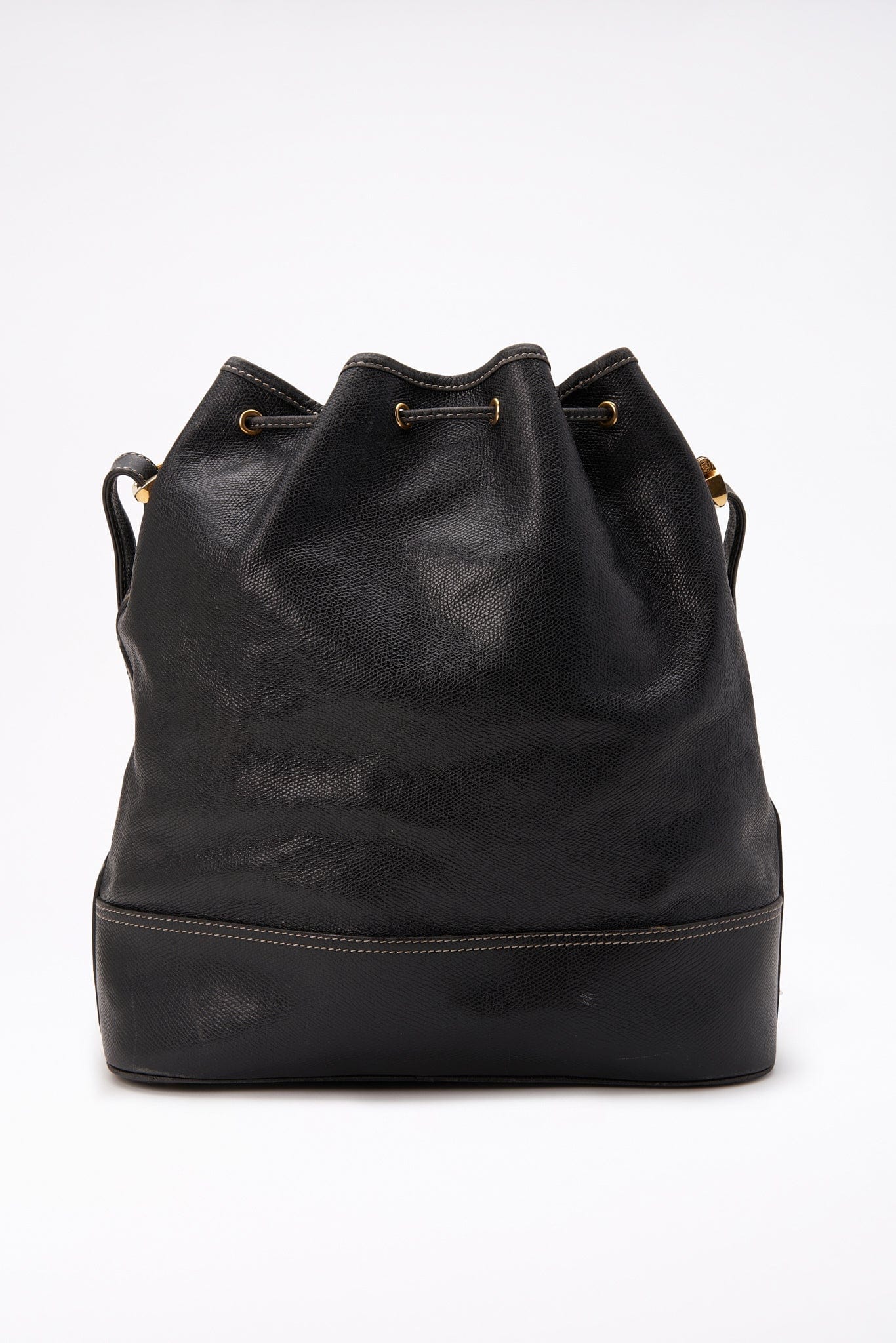 Vintage Loewe Black Leather Bucket Bag