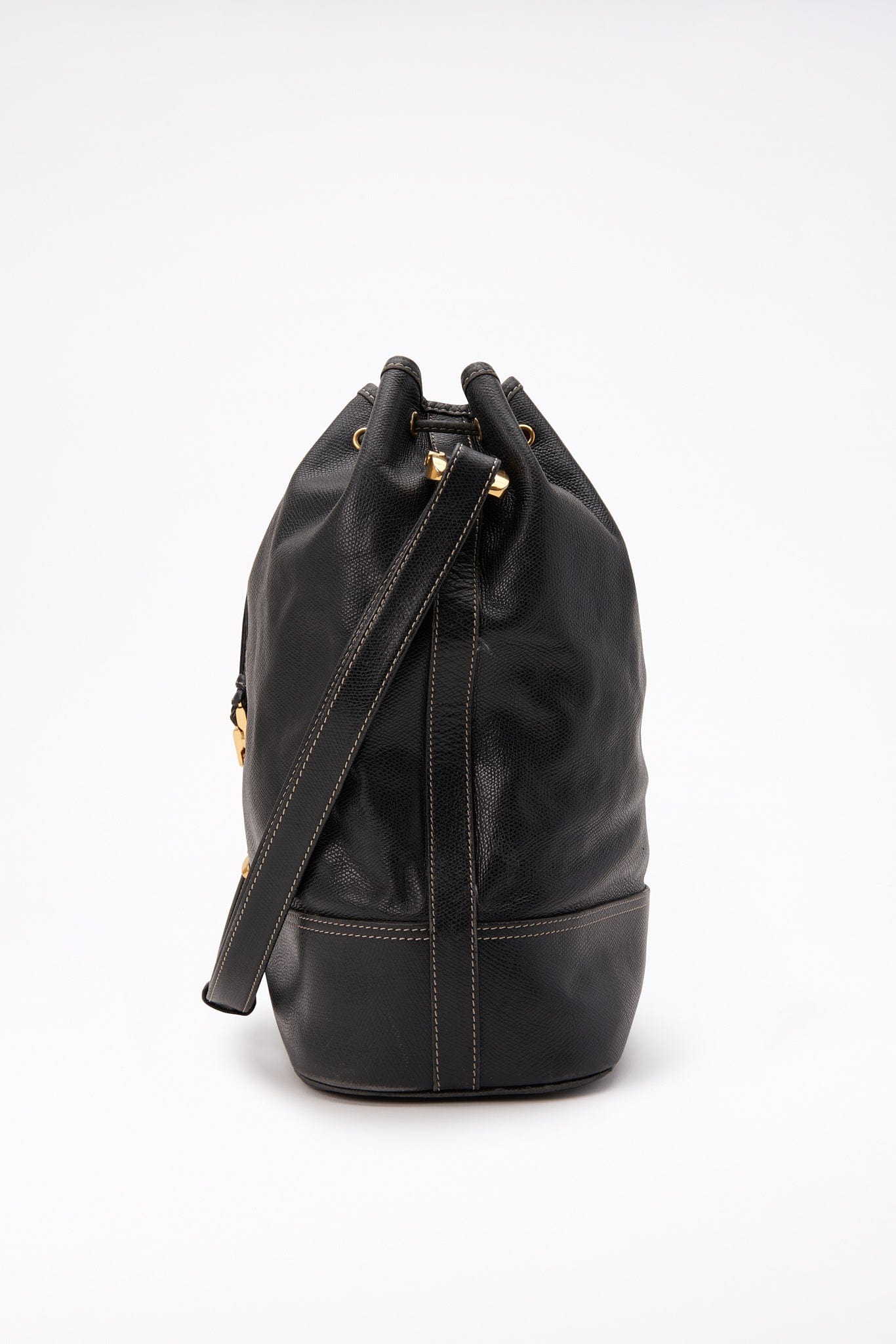 Vintage Loewe Black Leather Bucket Bag