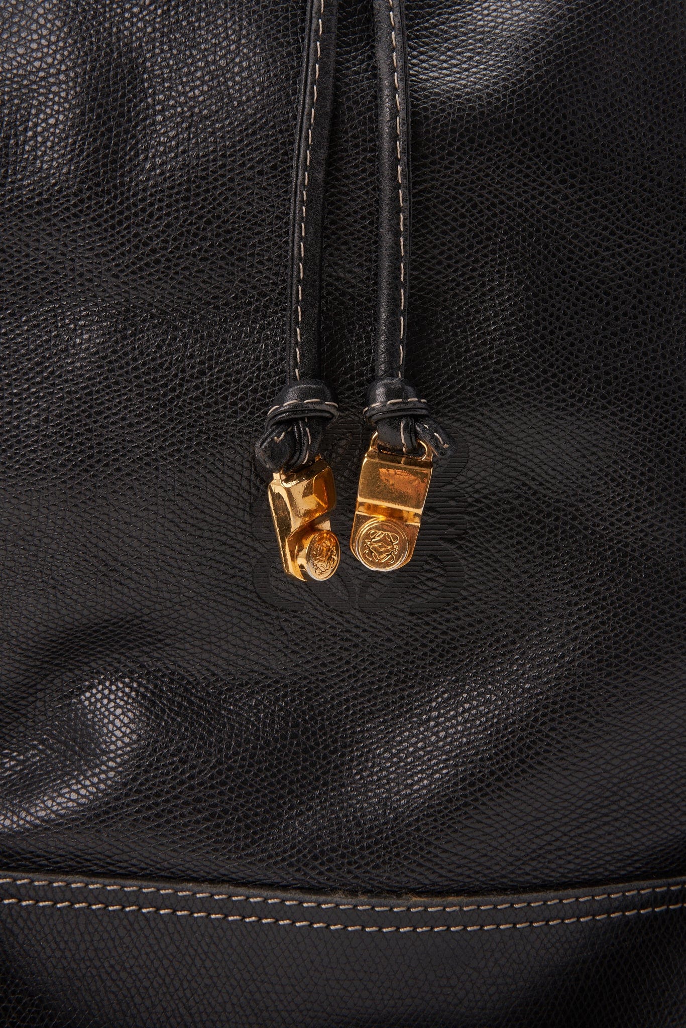 Vintage Loewe Black Leather Bucket Bag