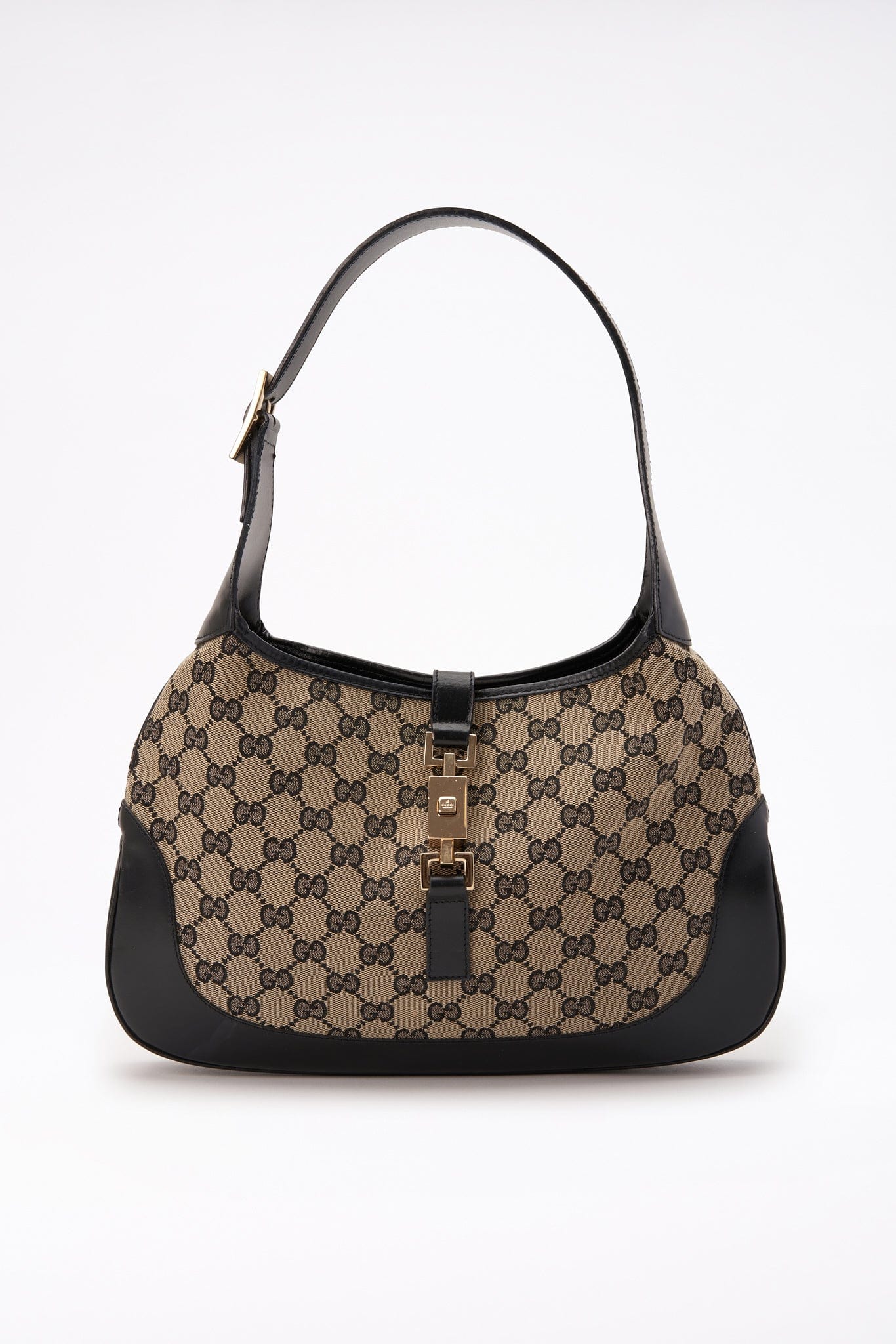 Black Vintage Gucci Monogram Canvas Jackie Bag