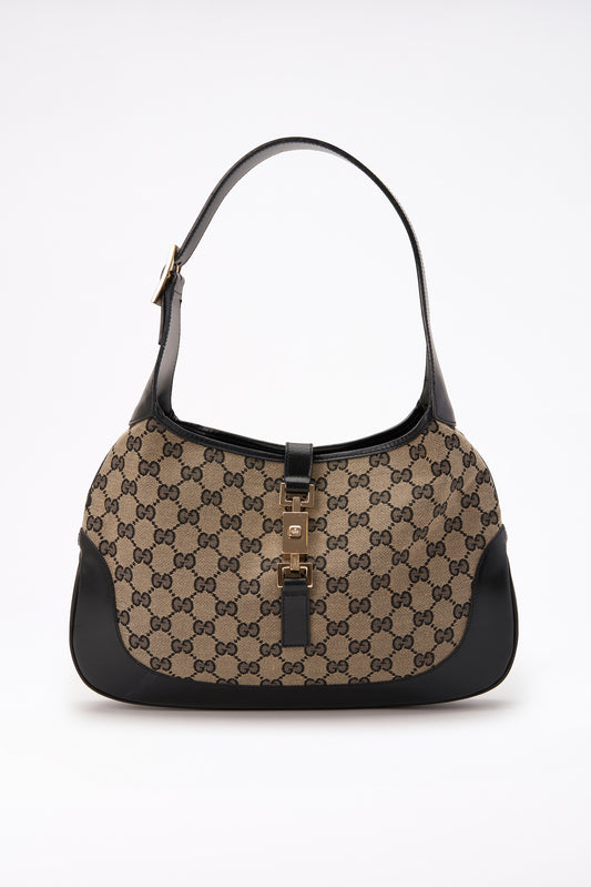 Bolsa Black Vintage Gucci Monogram Canvas Jackie