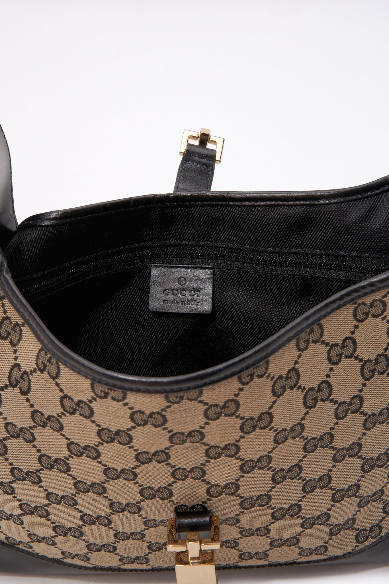 Black Vintage Gucci Monogram Canvas Jackie Bag