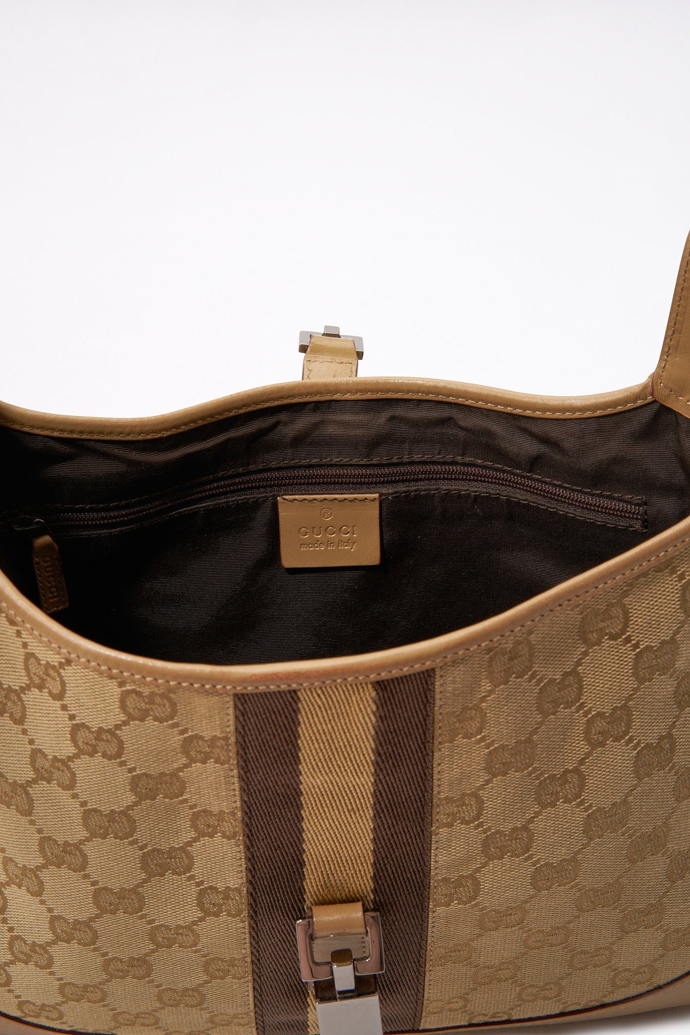 Vintage Gucci Jackie Bag - GG Beige Canvas