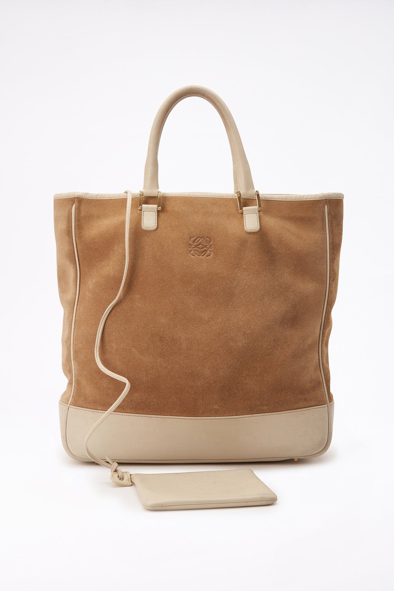 Vintage Loewe Beige Suede Tote Bag