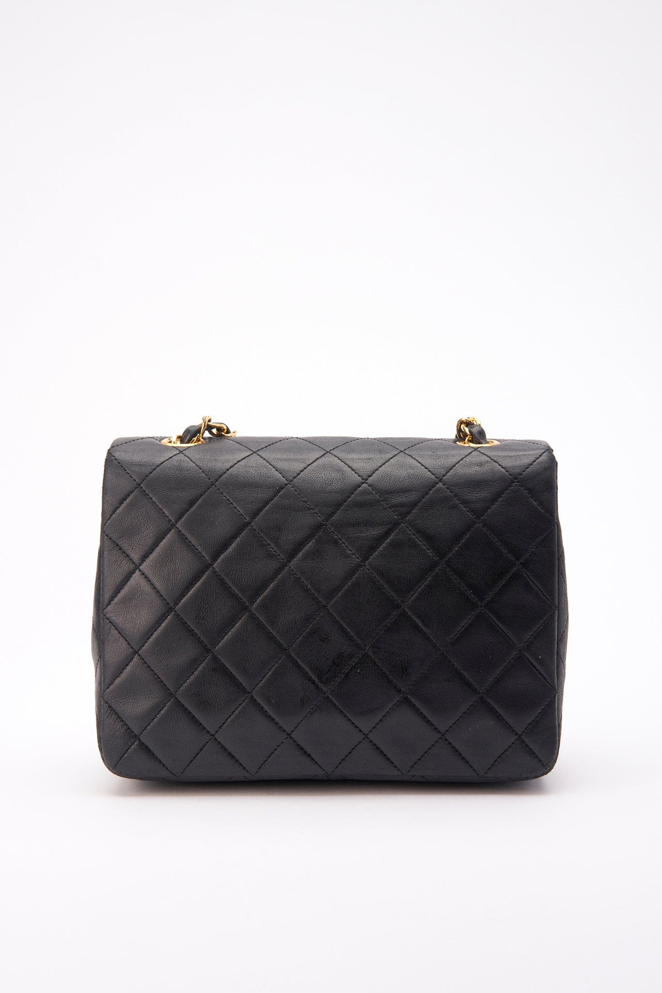 Chanel Vintage Black Small Square Classic Flap with 24k gold plated hardware