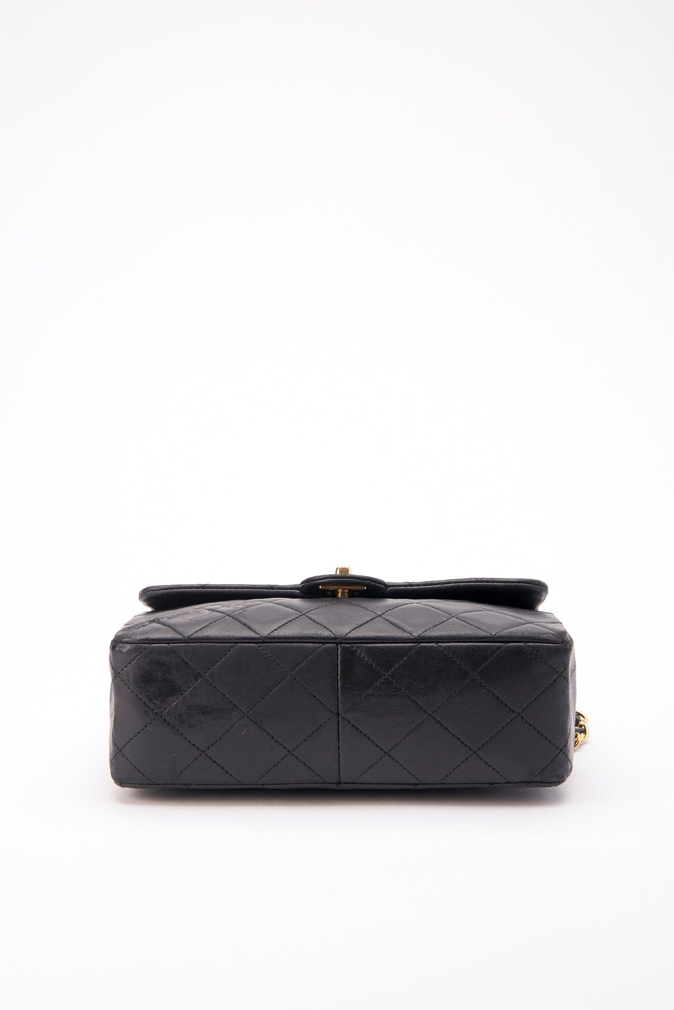 Chanel Vintage Black Small Square Classic Flap with 24k gold plated hardware