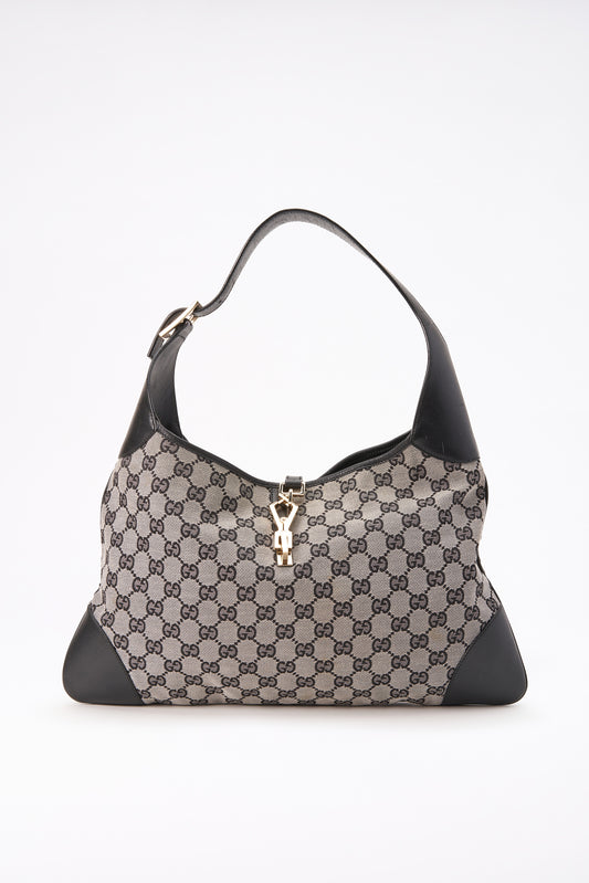 Black Vintage Gucci Monogram Canvas Jackie Bag