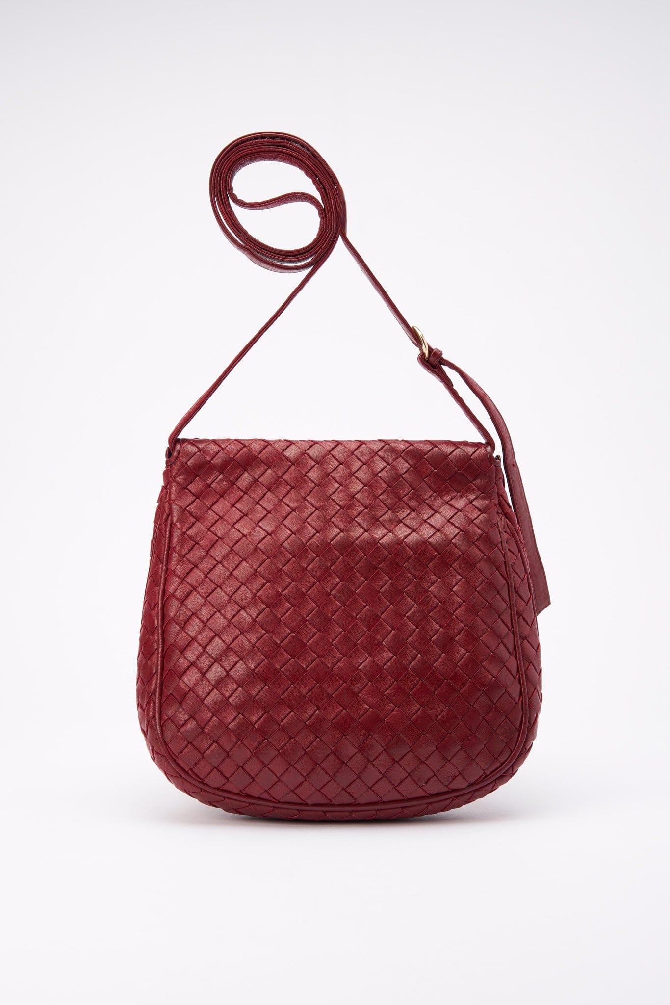 Vintage Bottega Veneta Red Intrecciato Leather Shoulder Bag