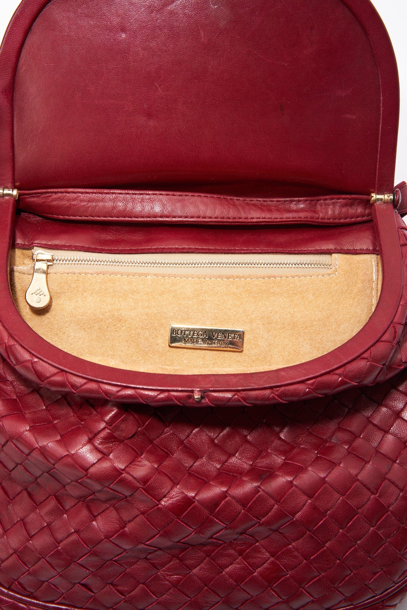 Vintage Bottega Veneta Red Intrecciato Leather Shoulder Bag