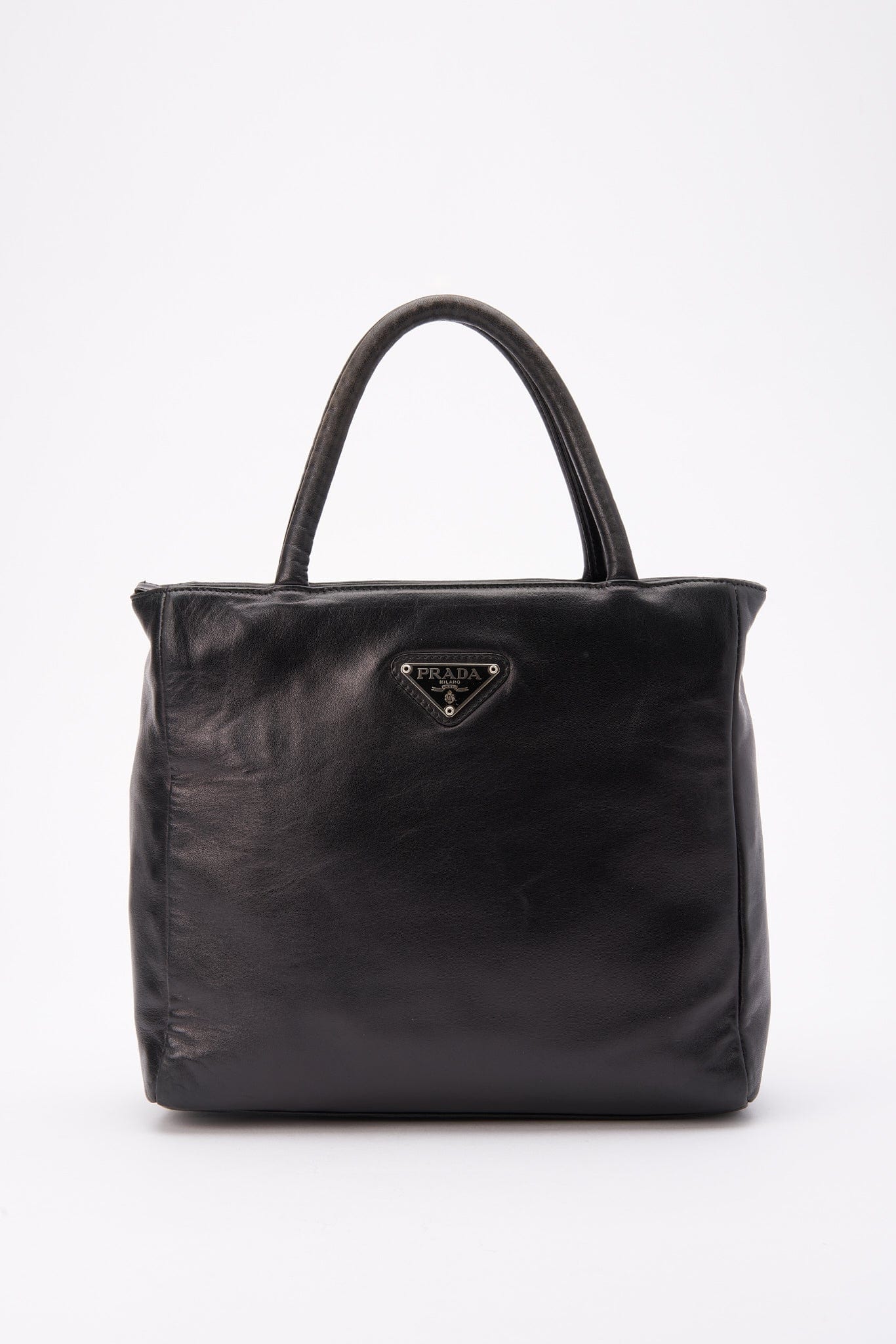 Vintage Prada Black Leather Tote