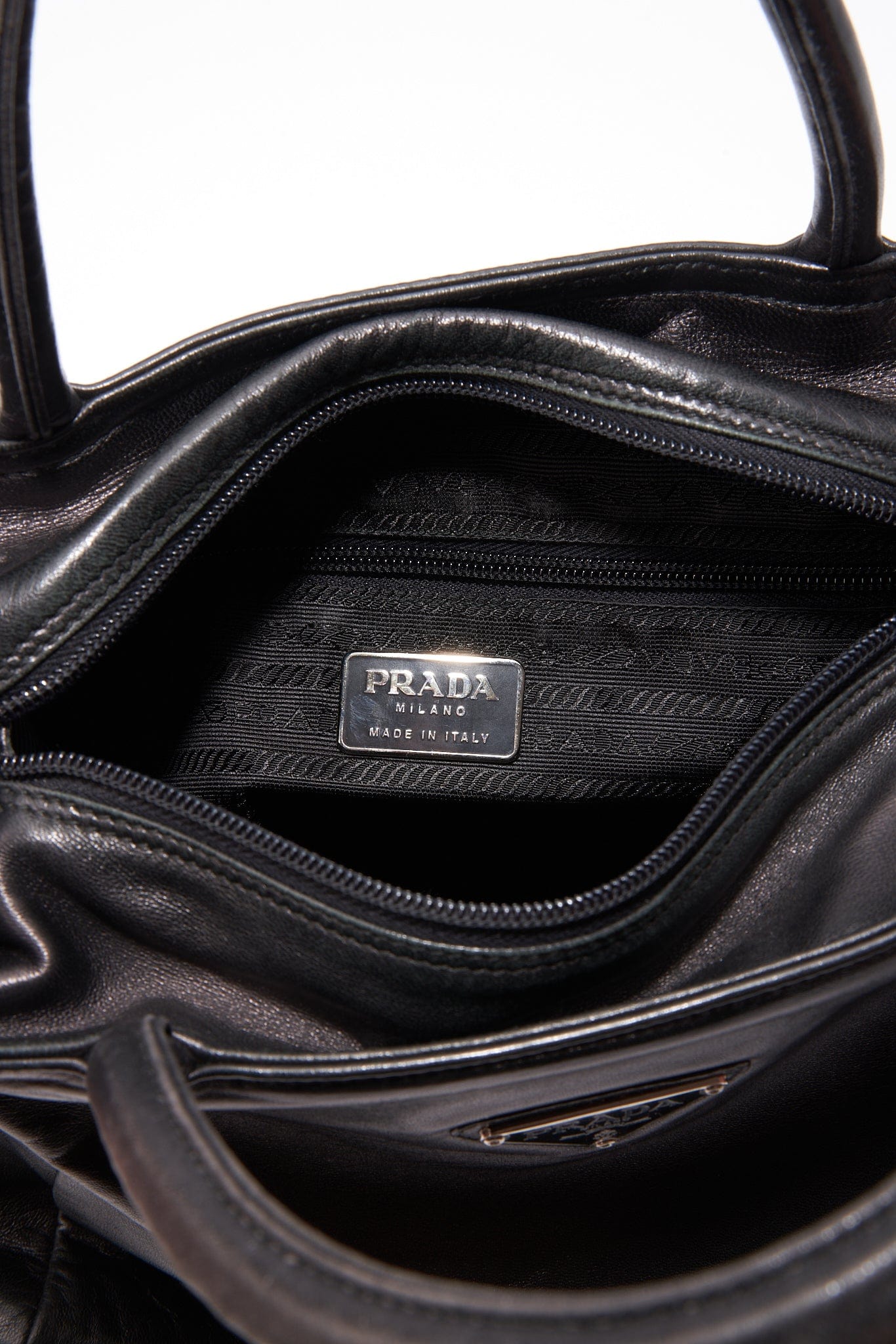 Vintage Prada Black Leather Tote