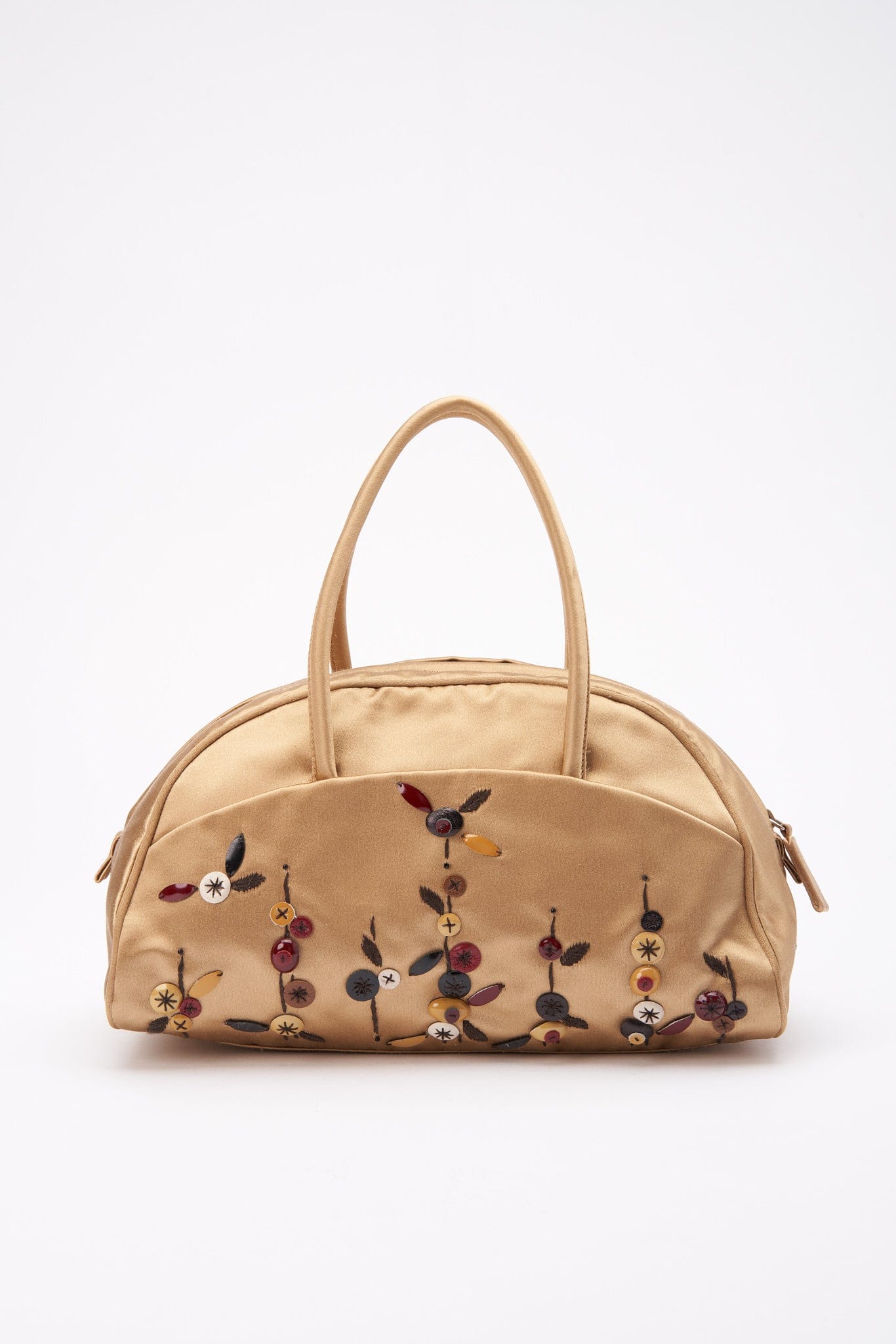 Vintage Prada Satin Bag With Embroidery Flowers