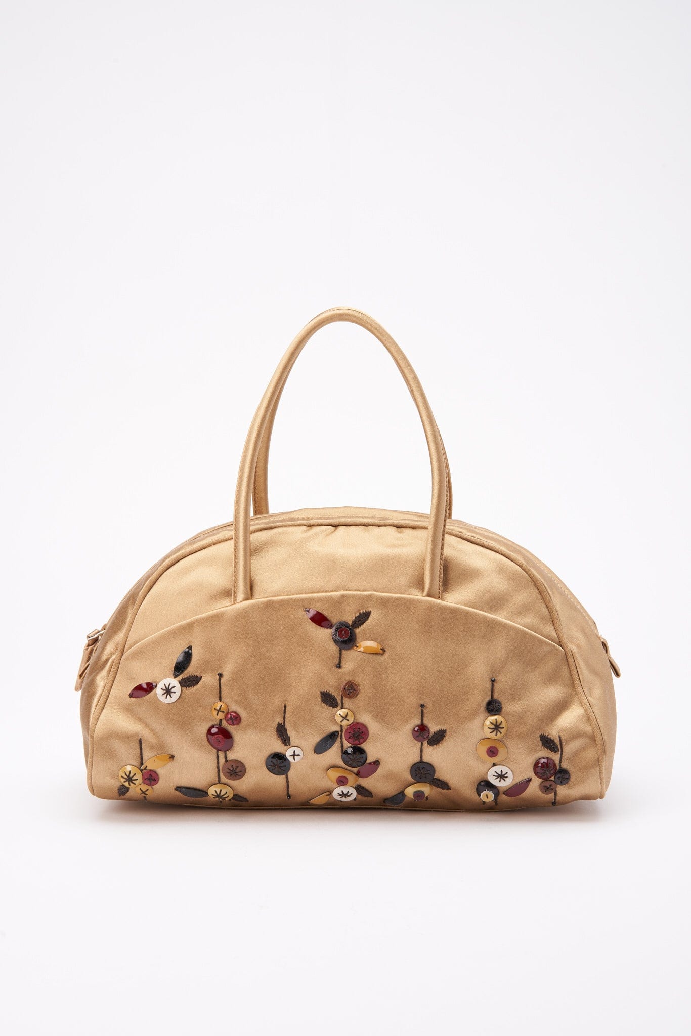 Vintage Prada Satin Bag With Embroidery Flowers