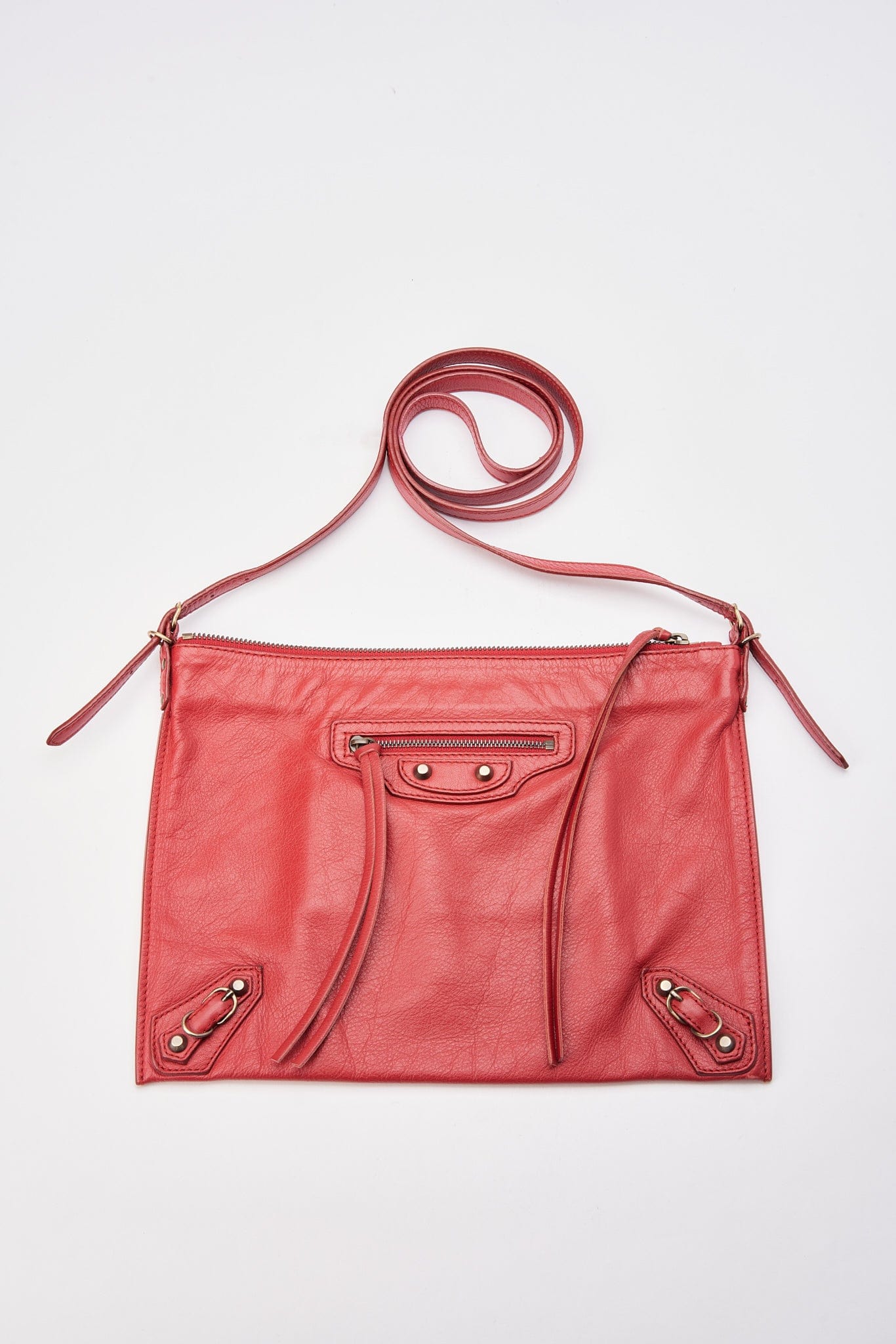 Balenciaga Red Leather City Crossbody Bag