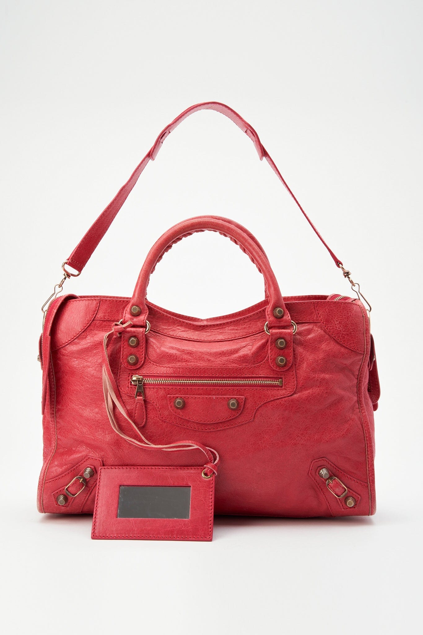 Balenciaga Pinkish Red Leather City Bag