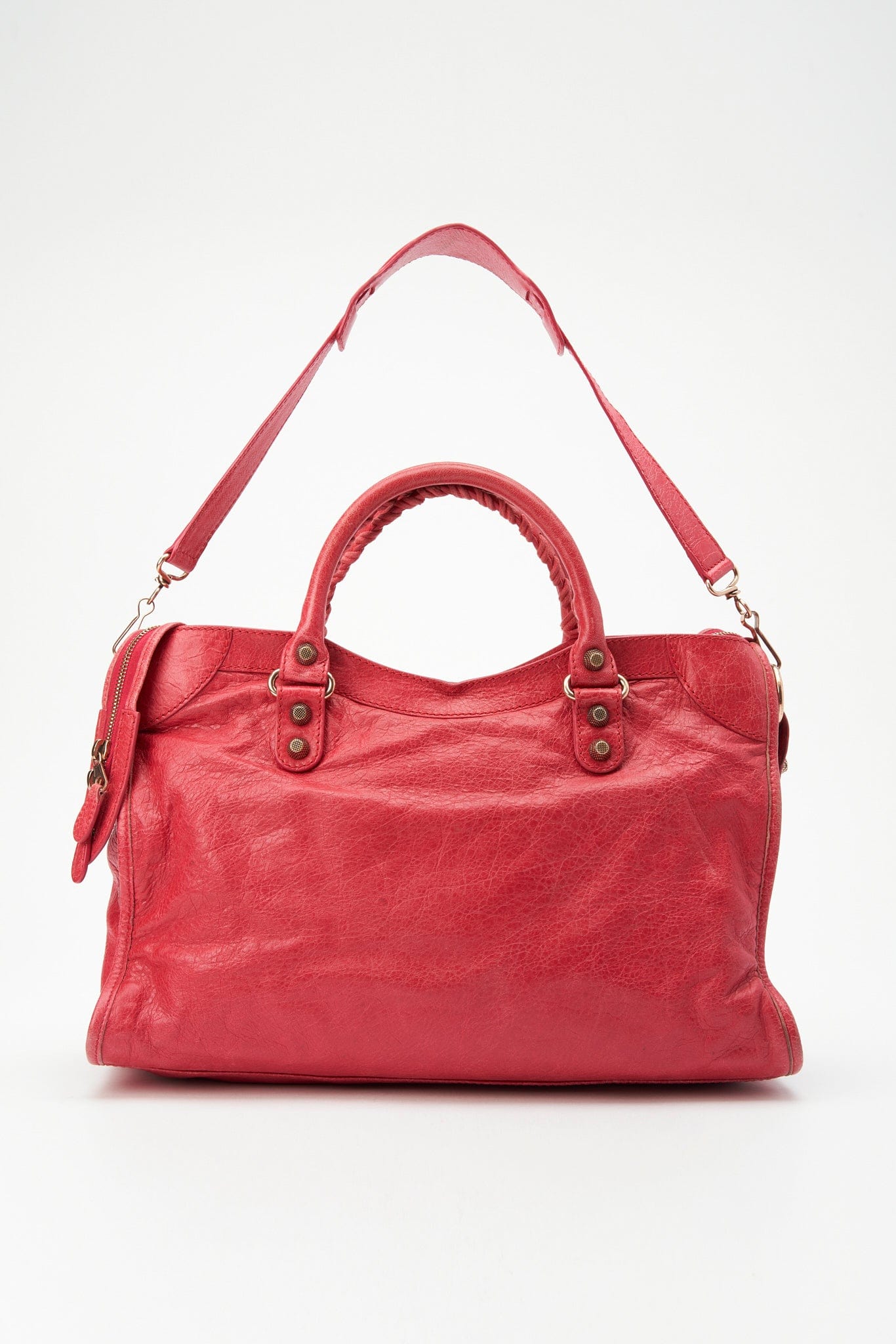 Balenciaga Pinkish Red Leather City Bag