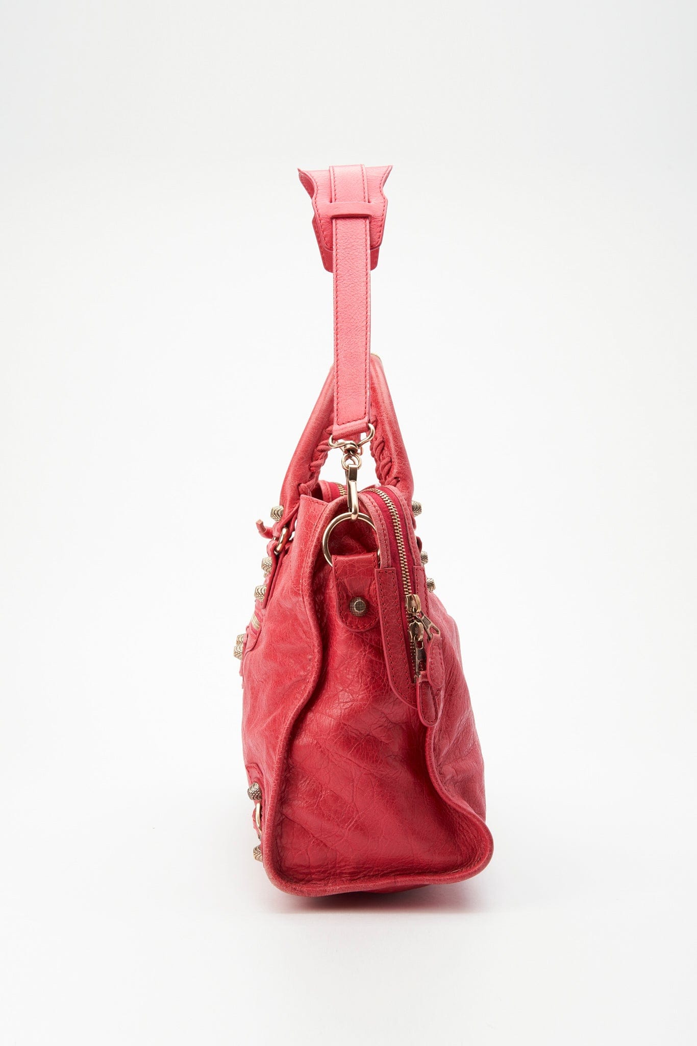 Balenciaga Pinkish Red Leather City Bag