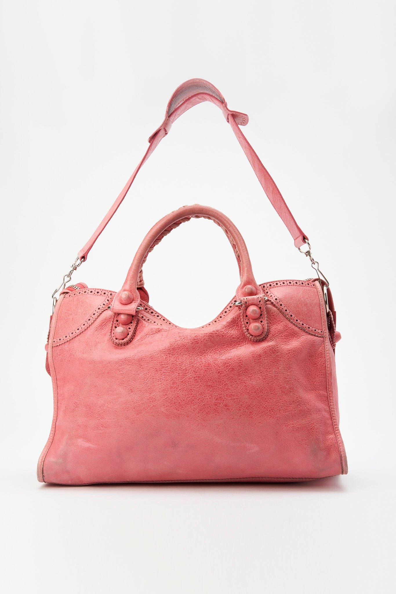 Balenciaga Pink Leather Brogues City Bag