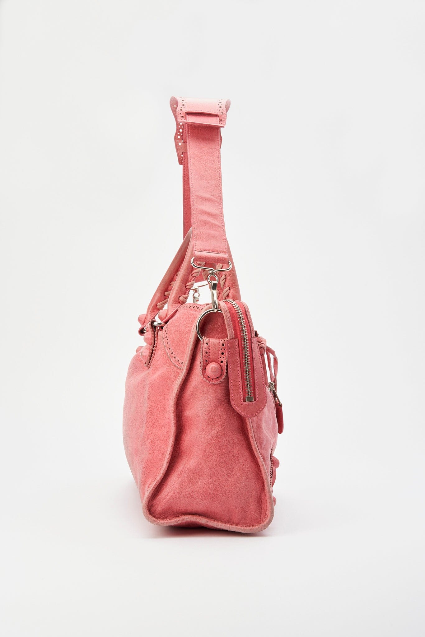 Balenciaga Pink Leather Brogues City Bag