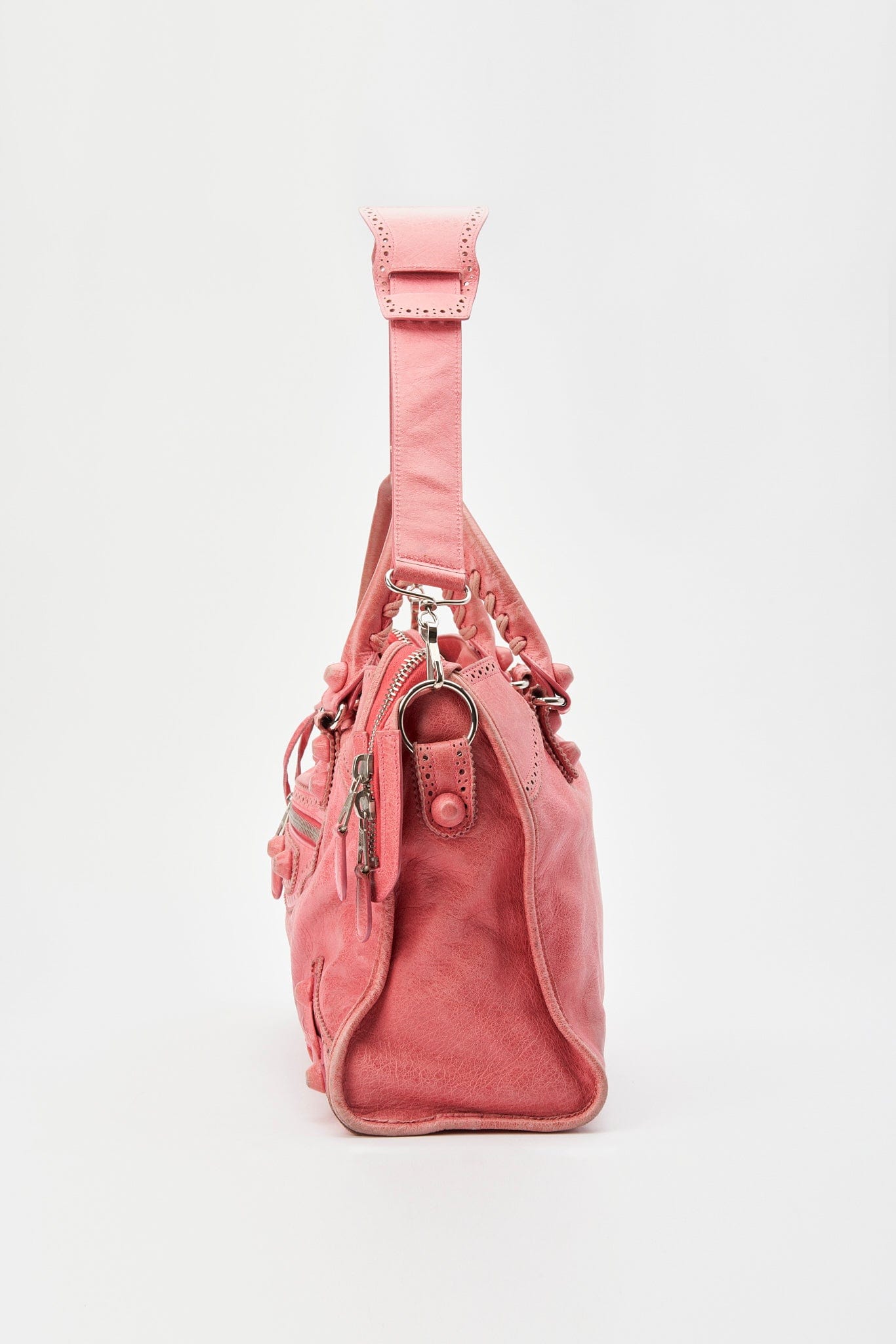 Balenciaga Pink Leather Brogues City Bag