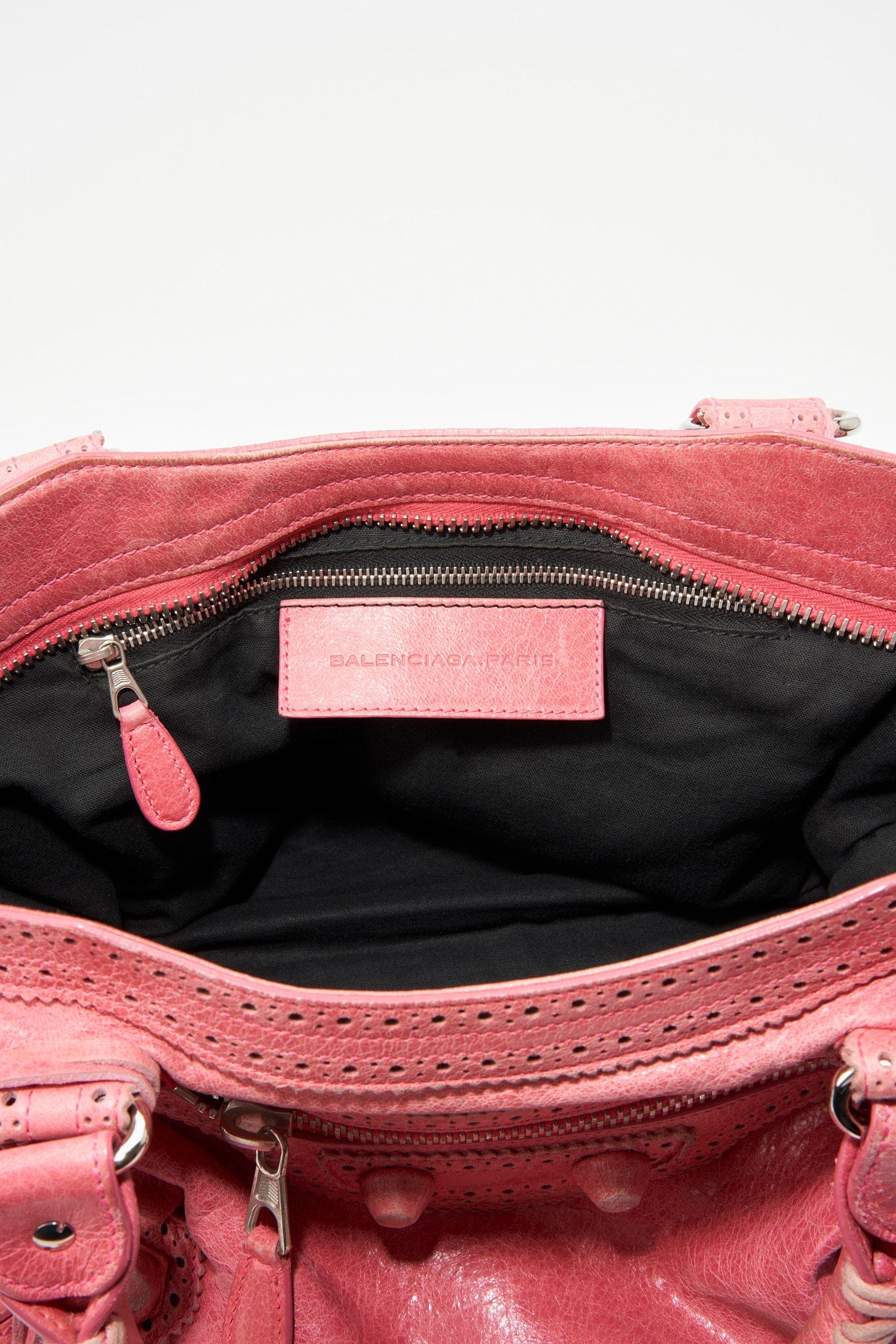 Balenciaga Pink Leather Brogues City Bag