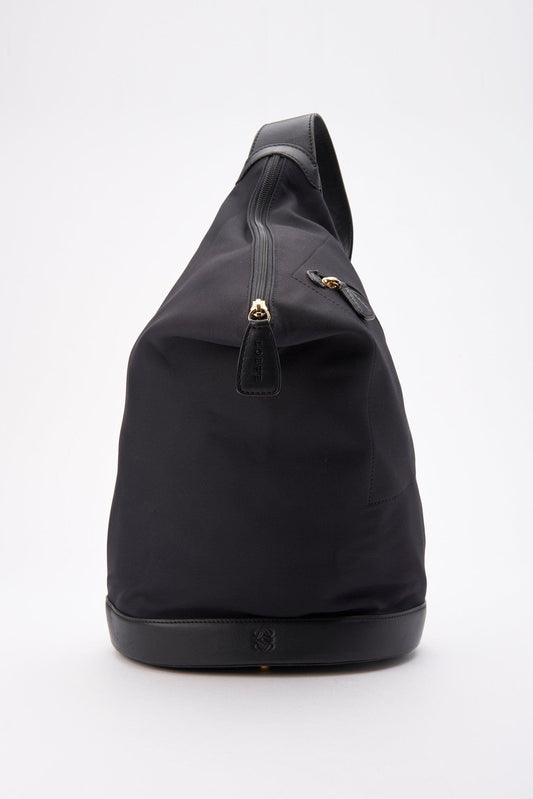 Vintage Loewe Black Leather and Nylon Sling Bucket Bag