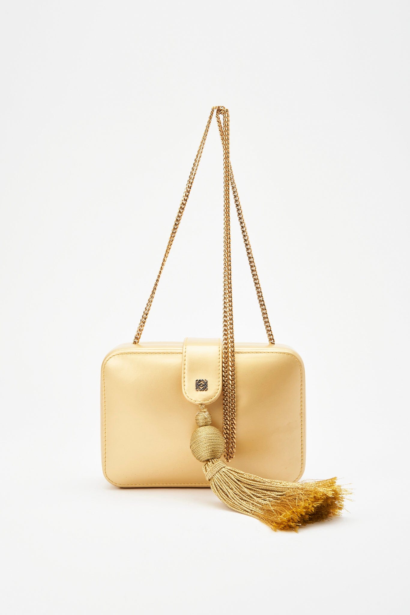 Vintage Loewe Gold Leather Crossbody With Tassel