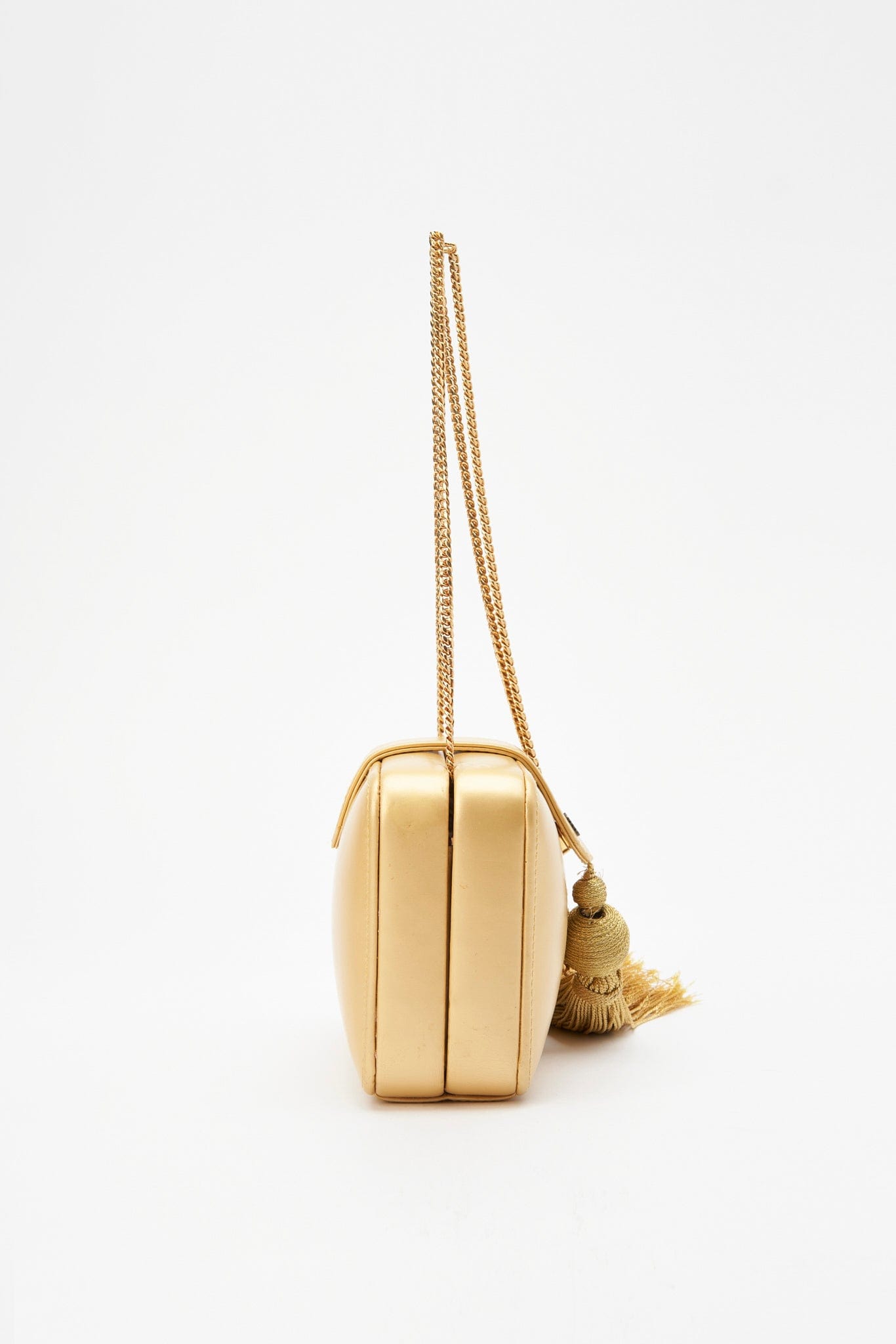 Vintage Loewe Gold Leather Crossbody With Tassel